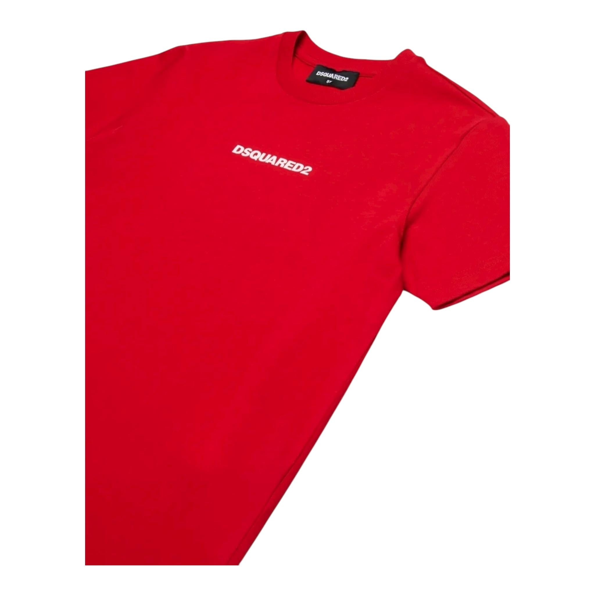 Dsquared2 T-Shirt Girocollo Tinta Unita con Stampa per Neonato DQ2853 ROSSO DSQUARED2 