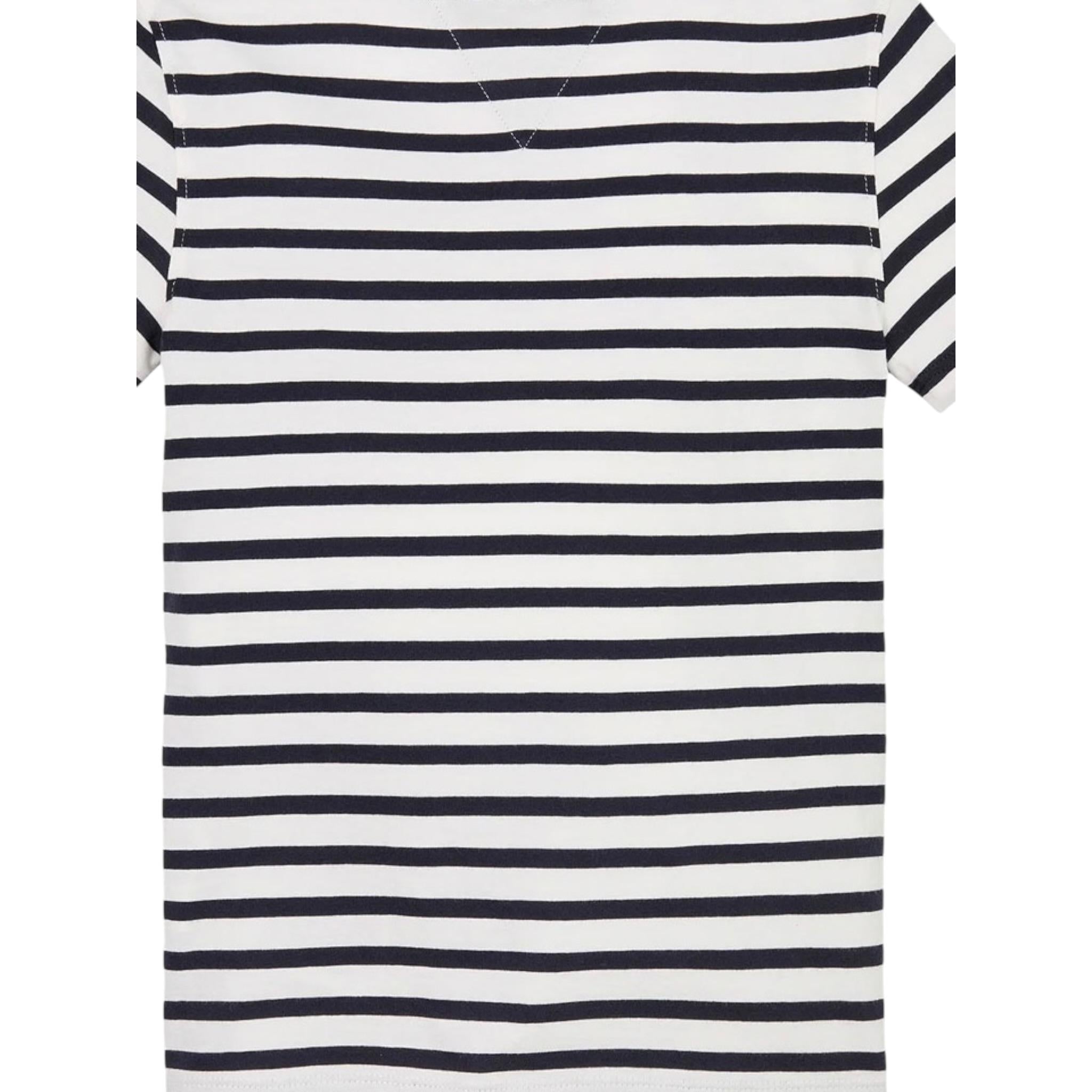 Tommy Hilfiger T-Shirt Girocollo Tinta Unita con Fantasia A Righe per Bambino KB0KB068799 BIANCO TOMMY HILFIGER 