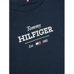 Tommy Hilfiger T-Shirt Girocollo Tinta Unita con Logo per Bambino KB0KB09356 BLU TOMMY HILFIGER 
