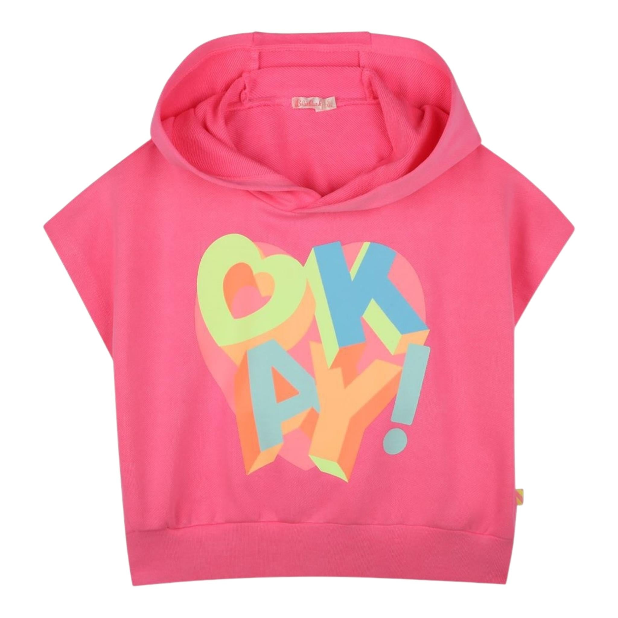 Billieblush Felpa Smanicata Tinta Unita con Cappuccio per Bambina U20846X ROSA FLUO BillIEBLUSH 