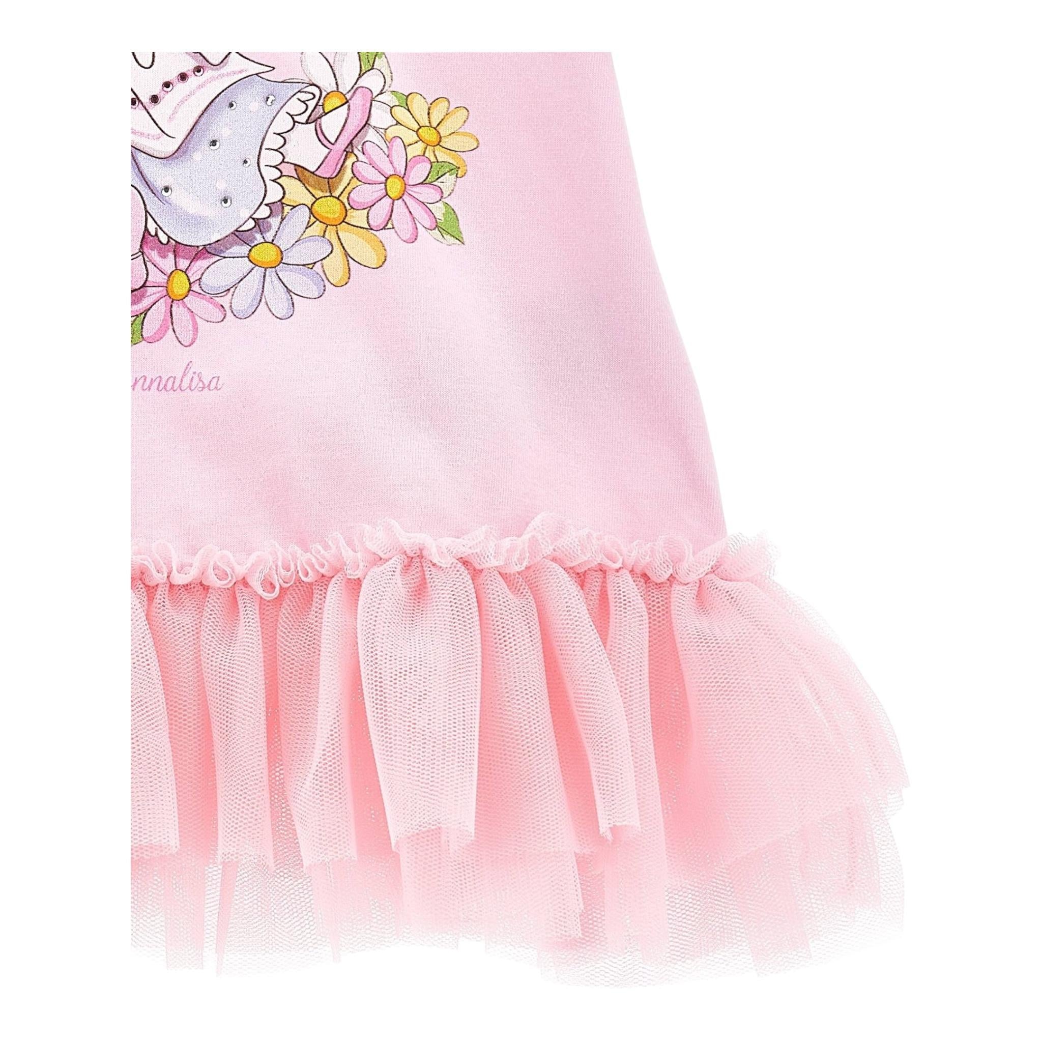 Monnalisa Maxi T-Shirt Girocollo Tinta Unita con Brillantini per Neonata 39E615 ROSA MONNALISA 
