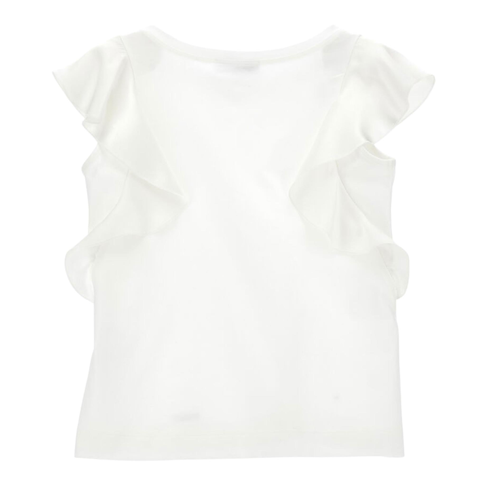 Monnalisa Canotta Tinta Unita con Balze per Bambina 17E601 BIANCO MONNALISA 