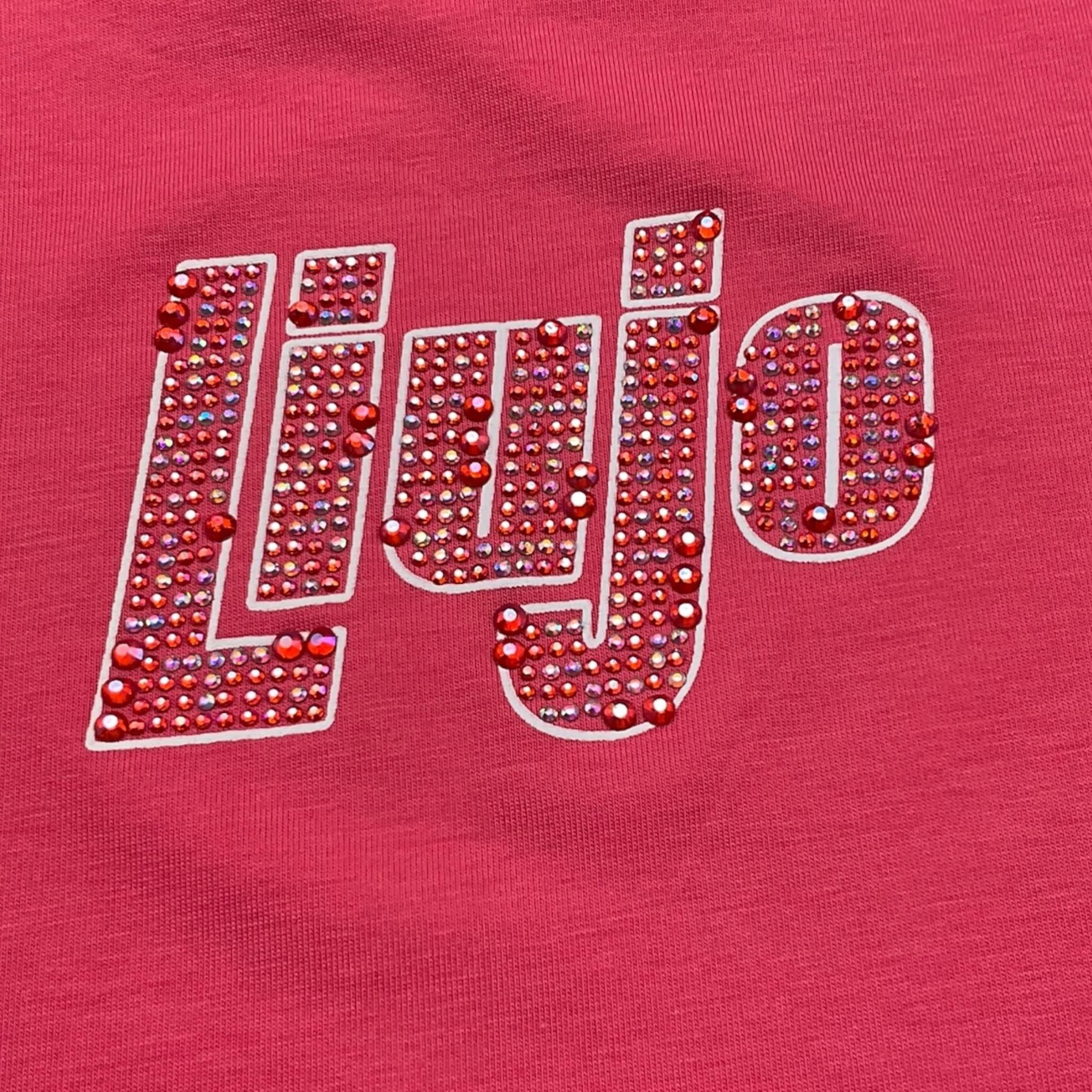 Liu Jo T-Shirt Girocollo Tinta Unita con Brillantini per Bambina GA5019 FRAGOLA LIU JO 