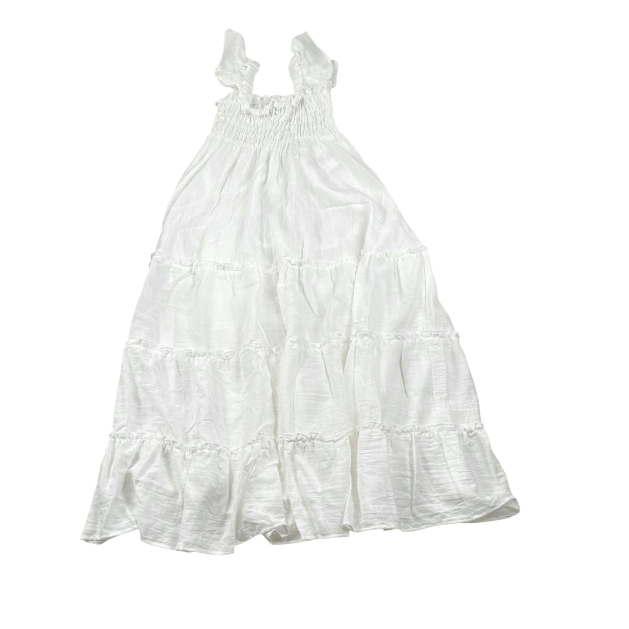 Magil Abito Tinta Unita con Arriccio per Bambina HN20004 BIANCO MAGIL 