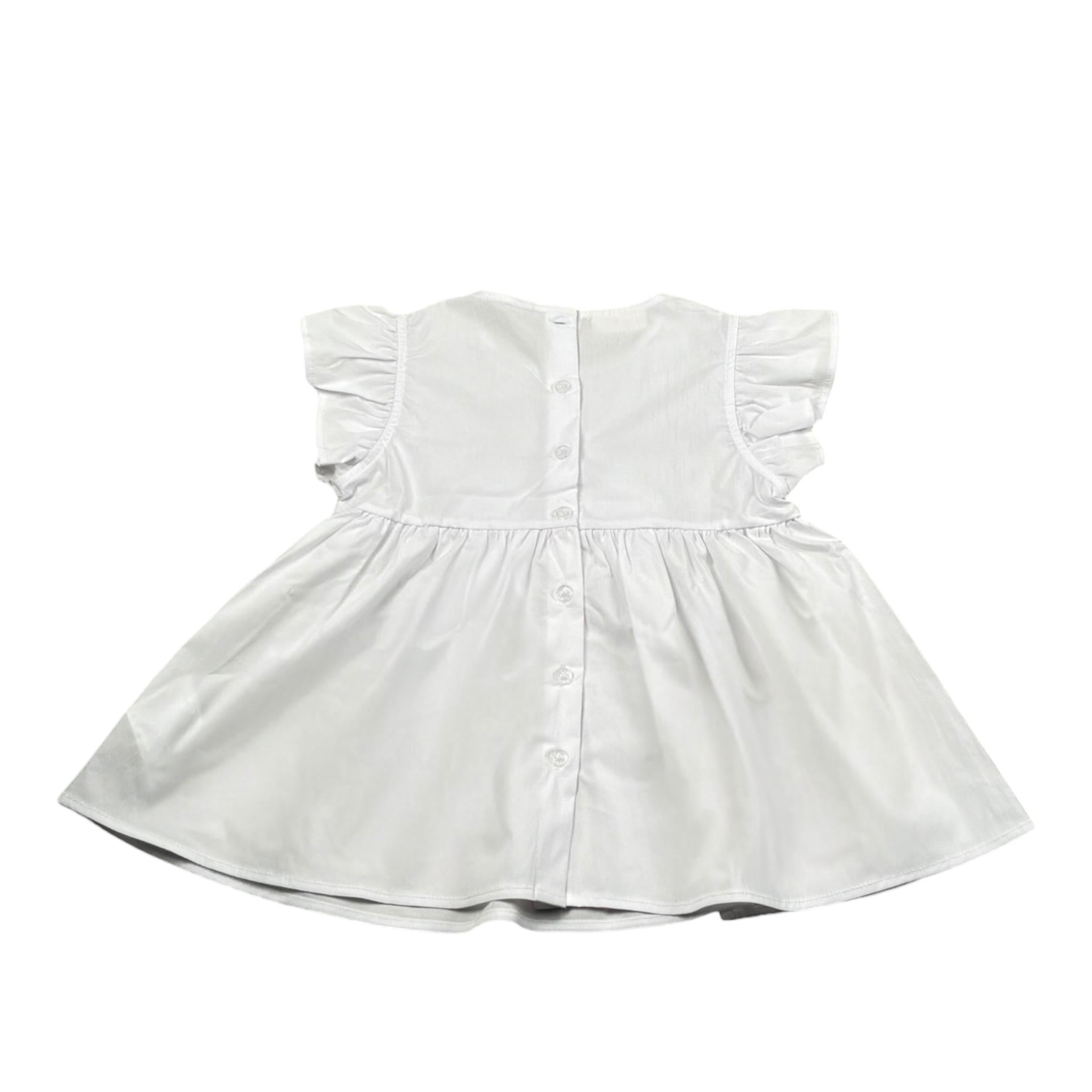 Sarabanda Camicia Tinta Unita con Balze per Bambina 0B358 BIANCO SARABANDA 