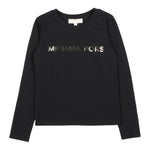 MICHAEL KORS shirt girocollo tinta unita con stampa logo Nero per Bambina R15195 NERO MICHAEL KORS 