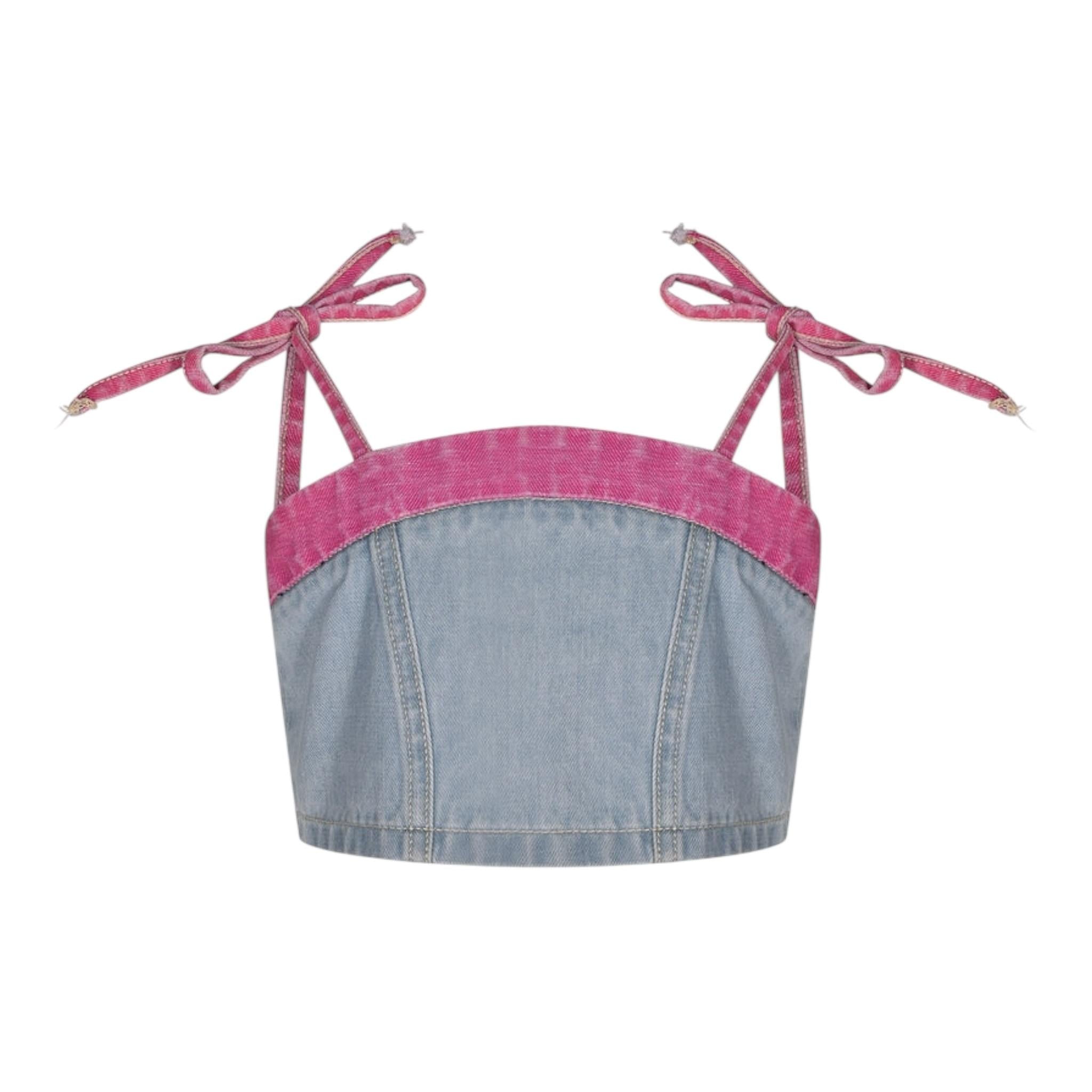 Marc Ellis Top tinta unita In Denim Azzurro per Bambina JMJTP01212 AZZURRO MARC ELLIS 