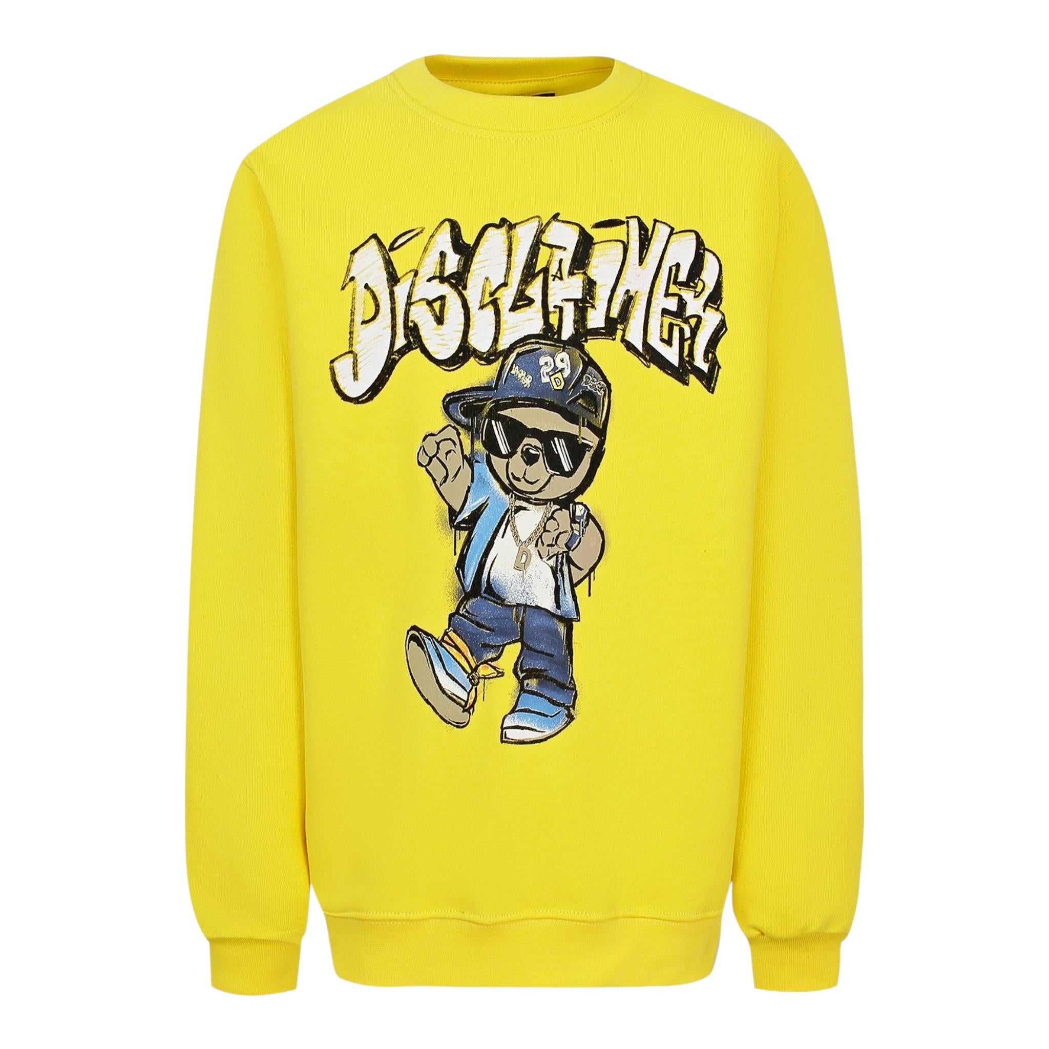 Disclaimer Felpa Chiusa Girocollo Tinta Unita con Logo per Bambino 25EDK58430X GIALLO DISCLAIMER 