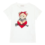 Monnalisa T-Shirt Girocollo Tinta Unita con Orsi per Bambina 119615 BIANCO MONNALISA 