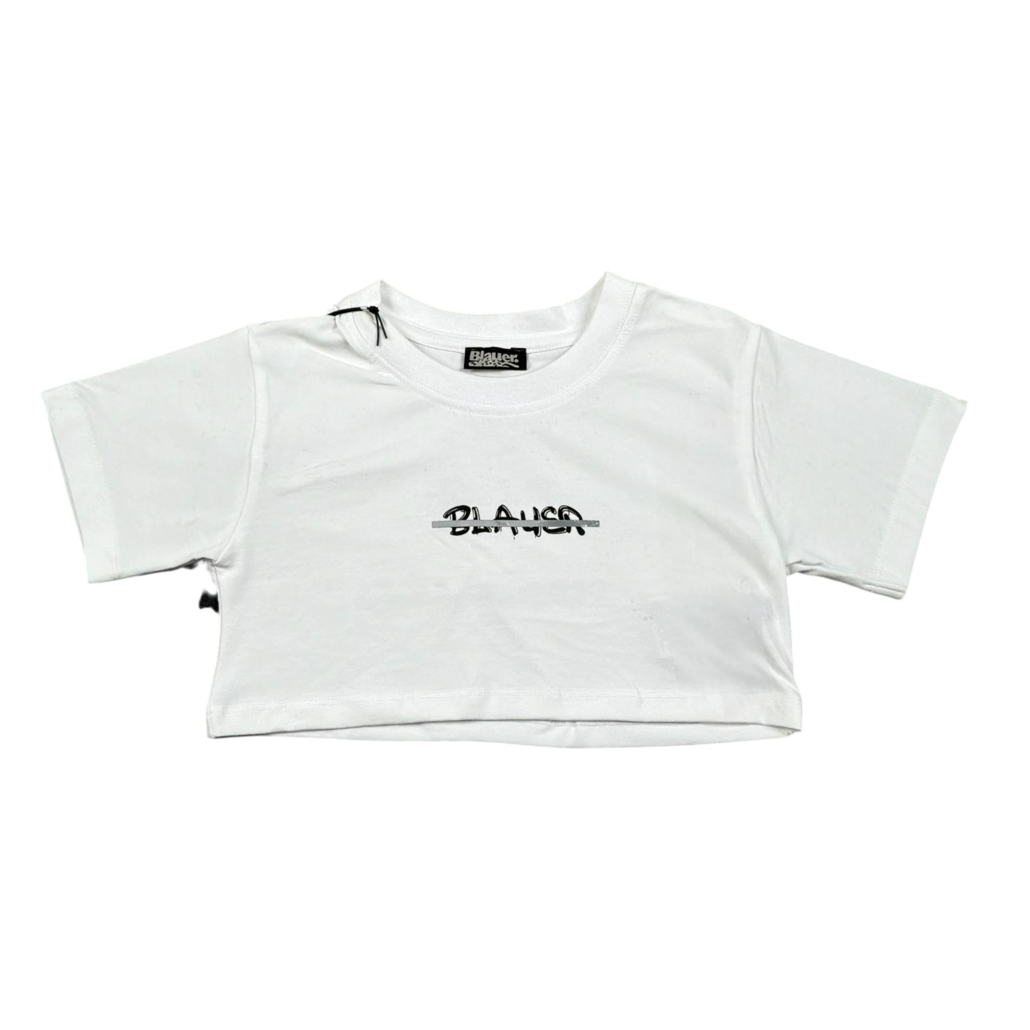 Blauer T-Shirt Girocollo Tinta Unita con Stampa per Bambina 25SBLGH02550X BIANCO BLAUER 