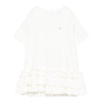 Dou Dou Abito Tinta Unita Mezza Manica con Balze per Bambina DW1A61 BIANCO DOU DOU 