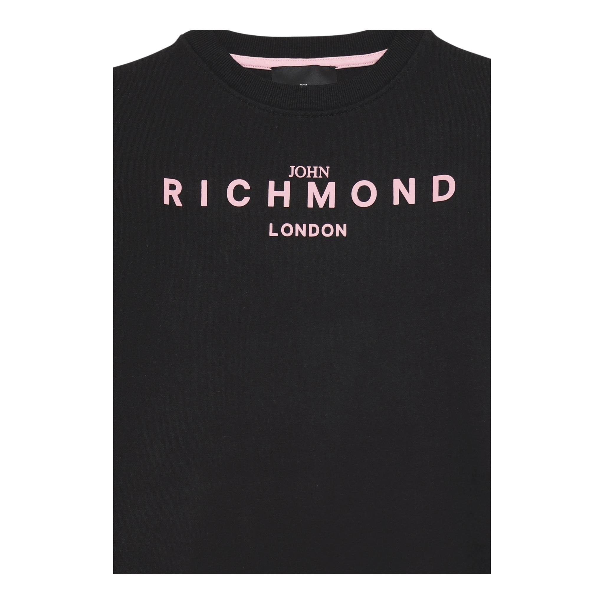 John Richmond Abito Girocollo Tinta Unita con Logo per Bambina RGP25007VE NERO JOHN RICHMOND 