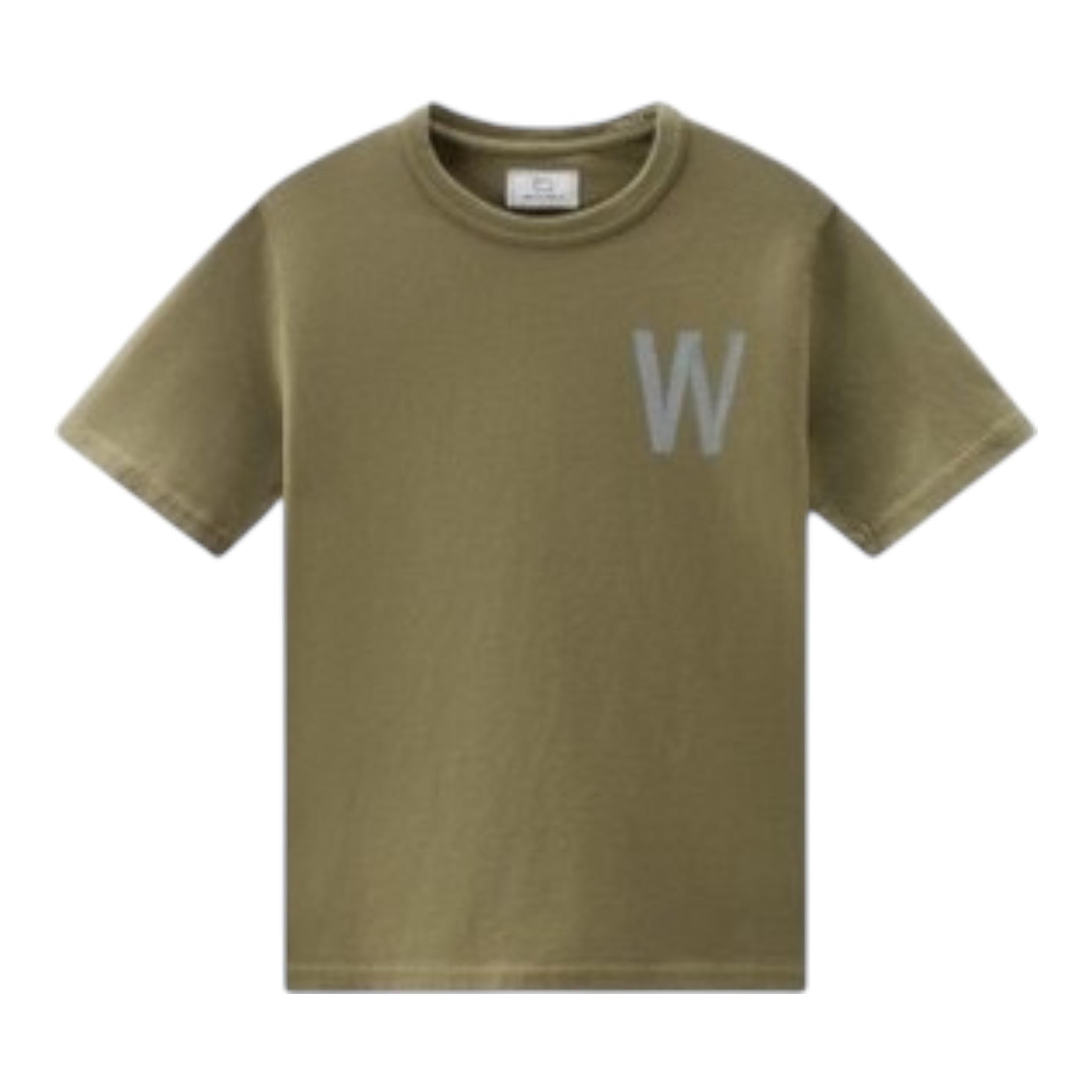 Woolrich T-Shirt Girocollo Tinta Unita con Stampa per Bambino CFWKTE0130 VERDE WOOLRICH 