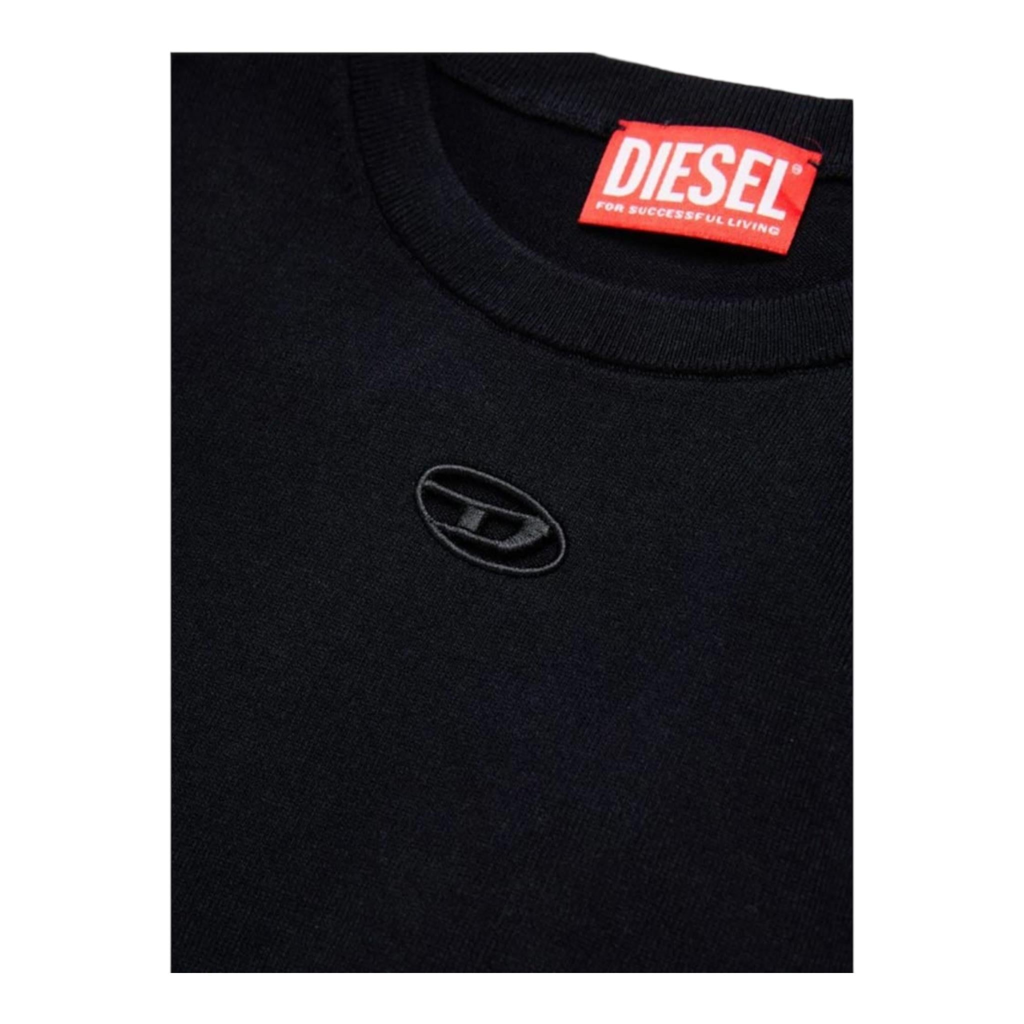 Diesel T-Shirt Girocollo Tinta Unita con Logo per Bambina J02279 NERO DIESEL 