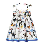 Dolce & Gabbana Abito Bretelline Tinta Unita Stampa Fantasia per Bambina L54DE0 BIANCO DOLCE & GABBANA 