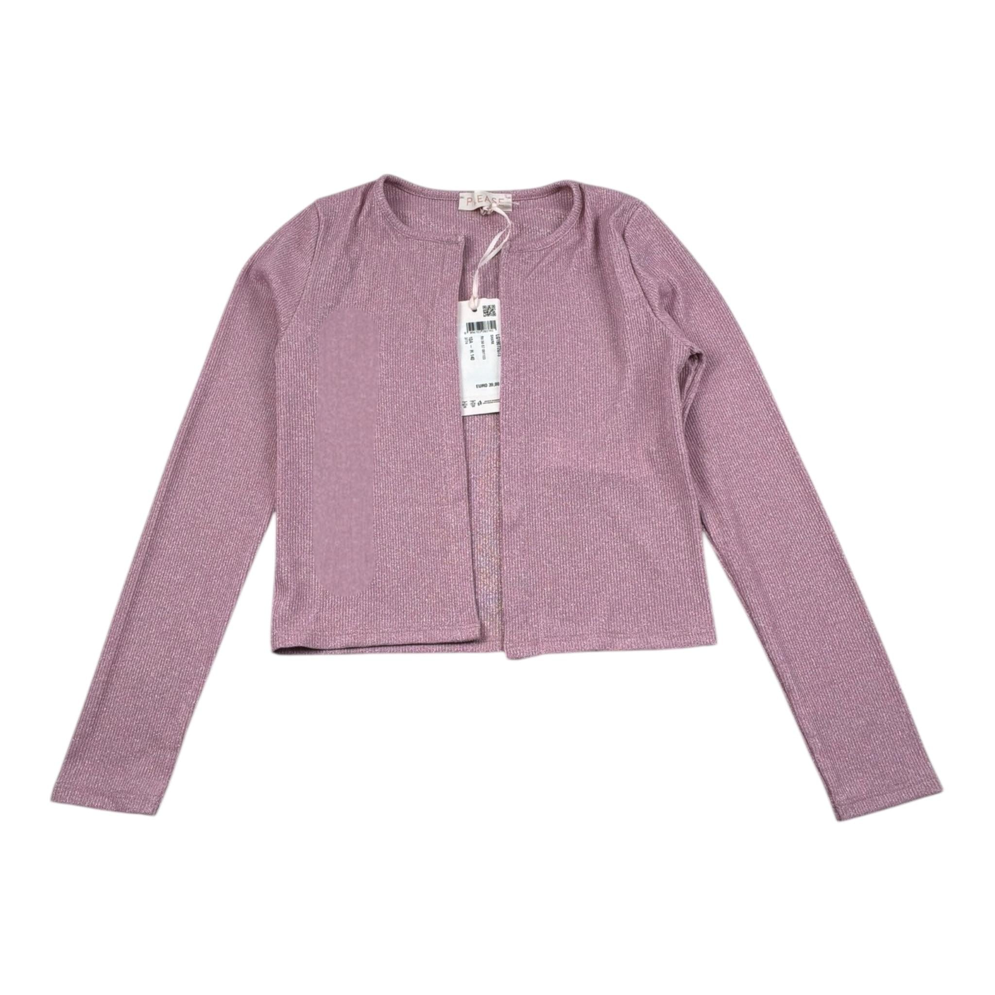 Please Cardigan Tinta Unita con Bottone per Bambina LG19072G73 ROSA PLEASE 