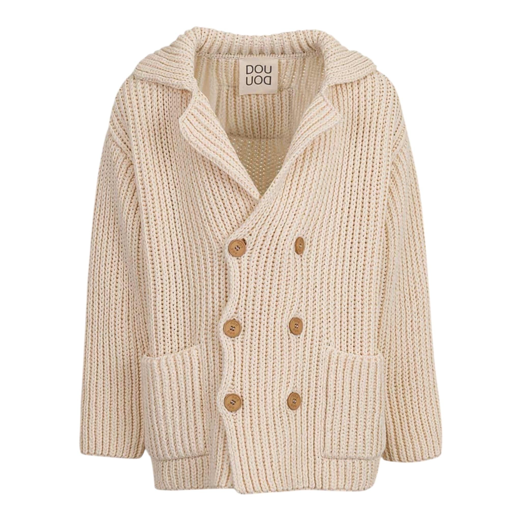 Dou Dou Cardigan Tinta Unita con Bottoni per Bambina DW9P00 BEIGE DOU DOU 