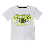 Guess T-Shirt Girocollo Tinta Unita con Stampe per Neonato N5RI23K8HM4NX BIANCO GUESS 