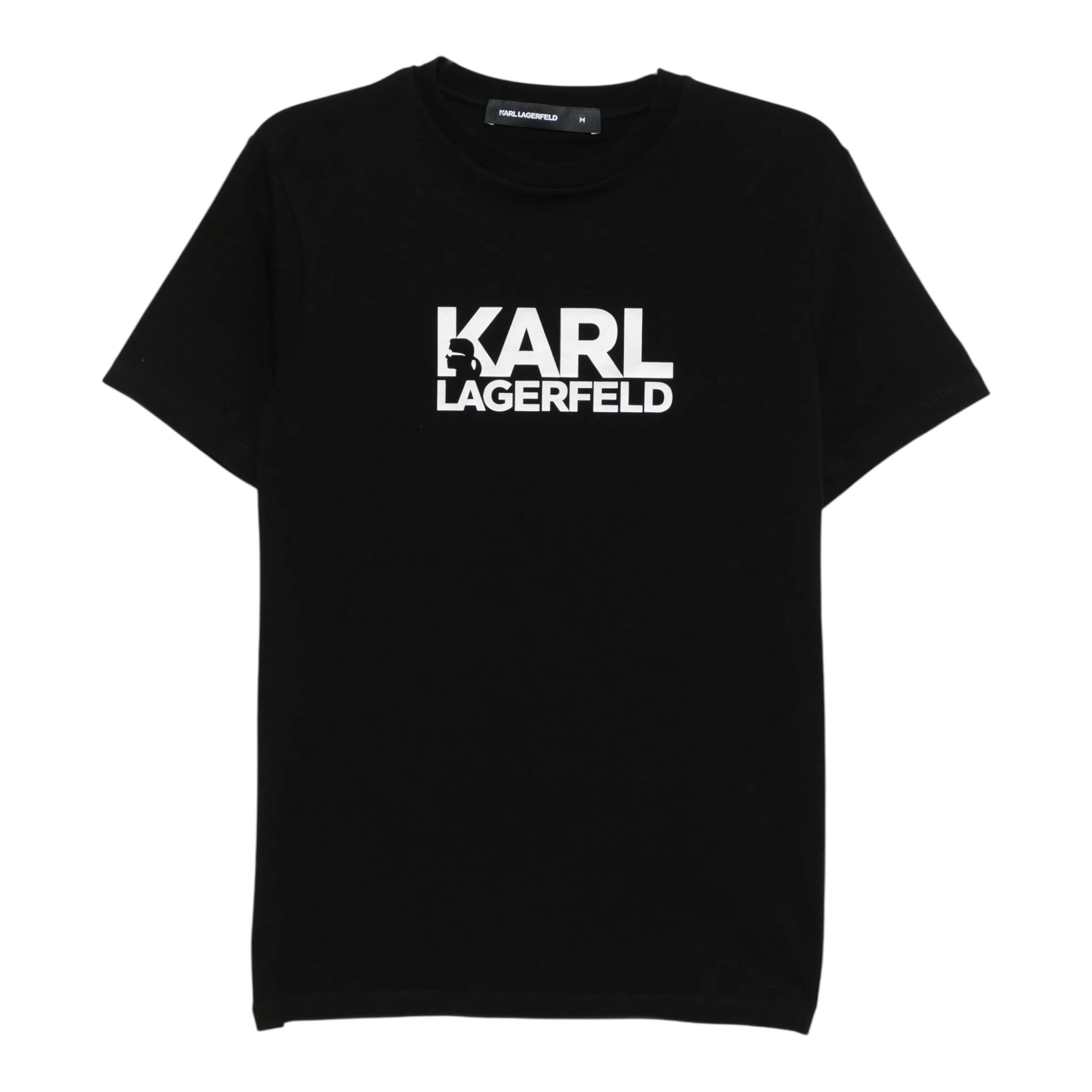 Karl Lagerfeld T-Shirt Girocollo Tinta Unita con Logo per Bambino Z30435 NERO KARL LAGERFELD 