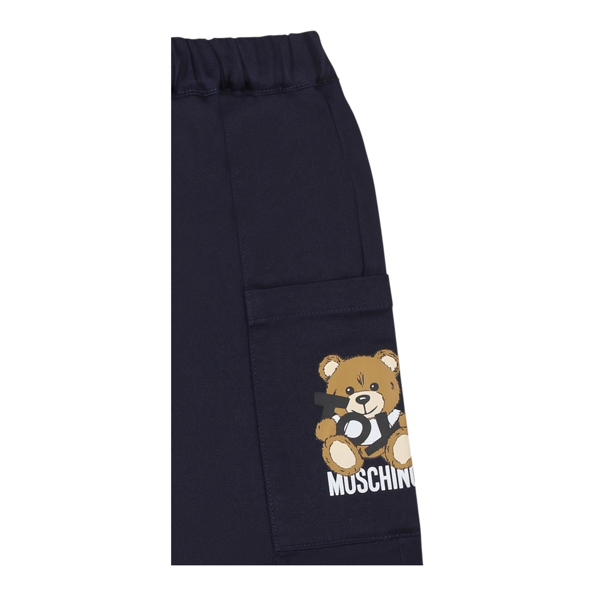 Moschino Pantalone Tinta Unita con Elastico In Vita per Neonato MUP05CN BLU MOSCHINO 