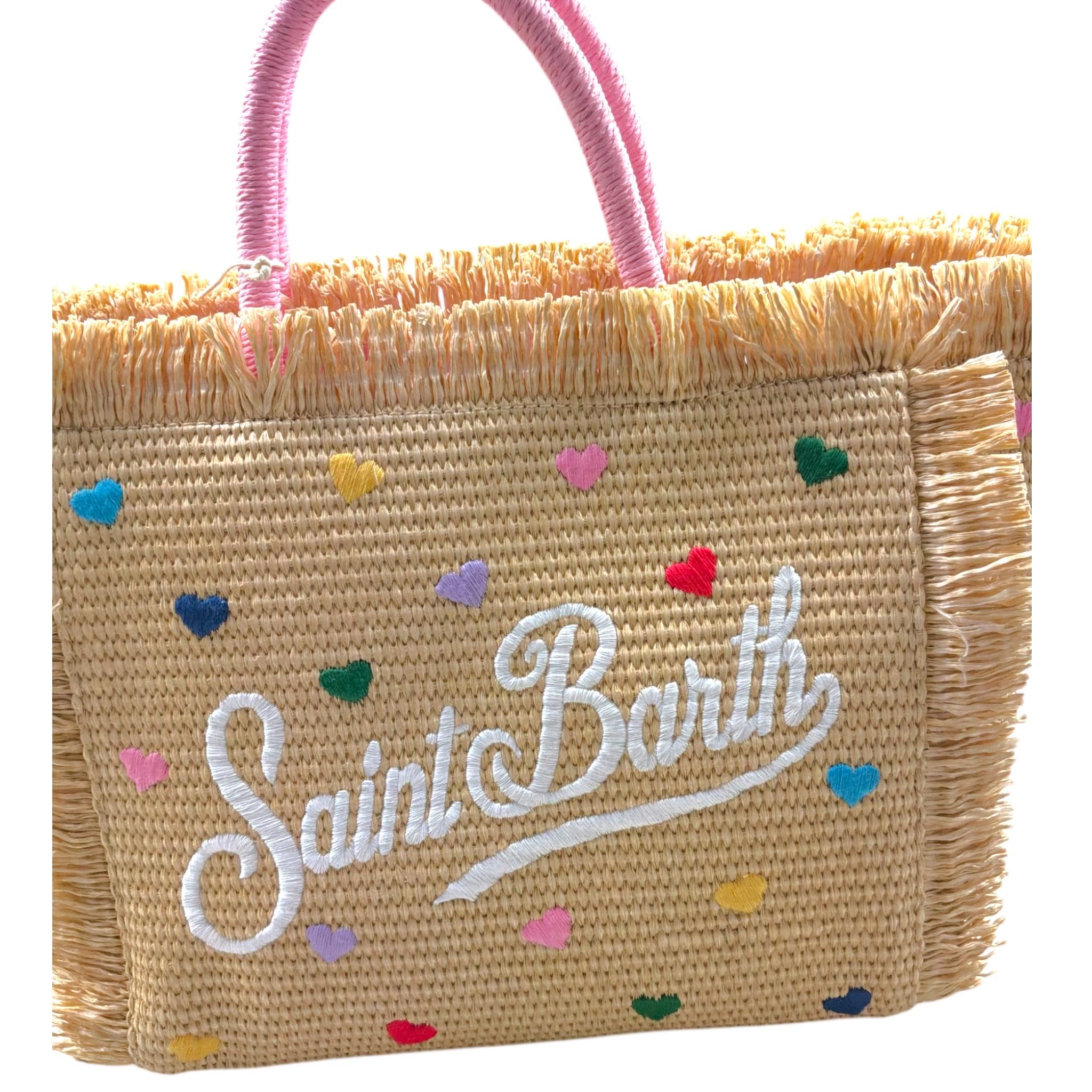 Saint Barth Borsa Tinta Unita con Stampa In Paglia per Bambina COLETTESTRAW BEIGE SAINT BARTH 