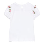 Monnalisa T-Shirt Girocollo Tinta Unita con Applicazioni per Bambina 31E604 BIANCO MONNALISA 