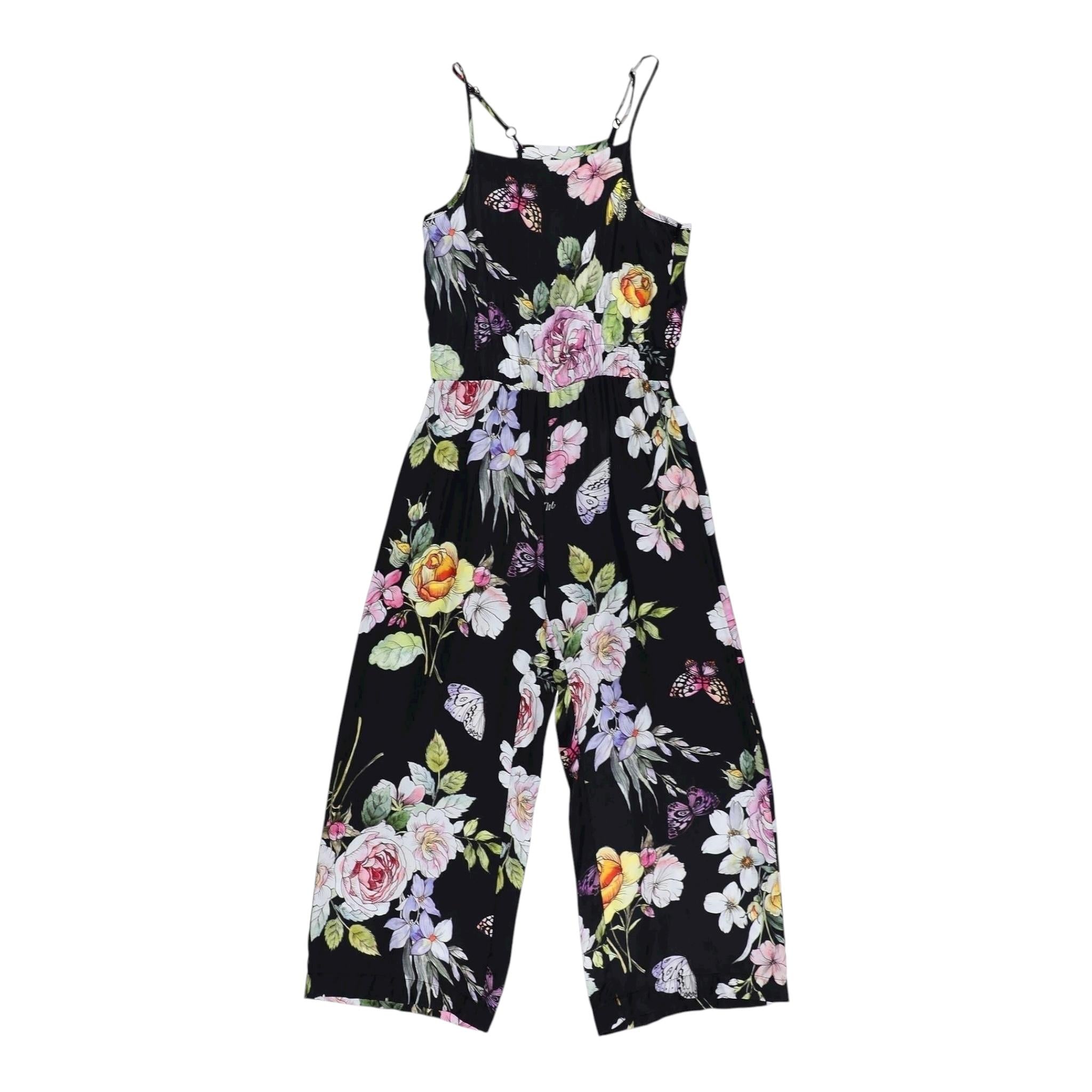 Monnalisa Tuta Intera Bretelline Tinta Unita Fantasia Floreale per Bambina 417201 NERO MONNALISA 