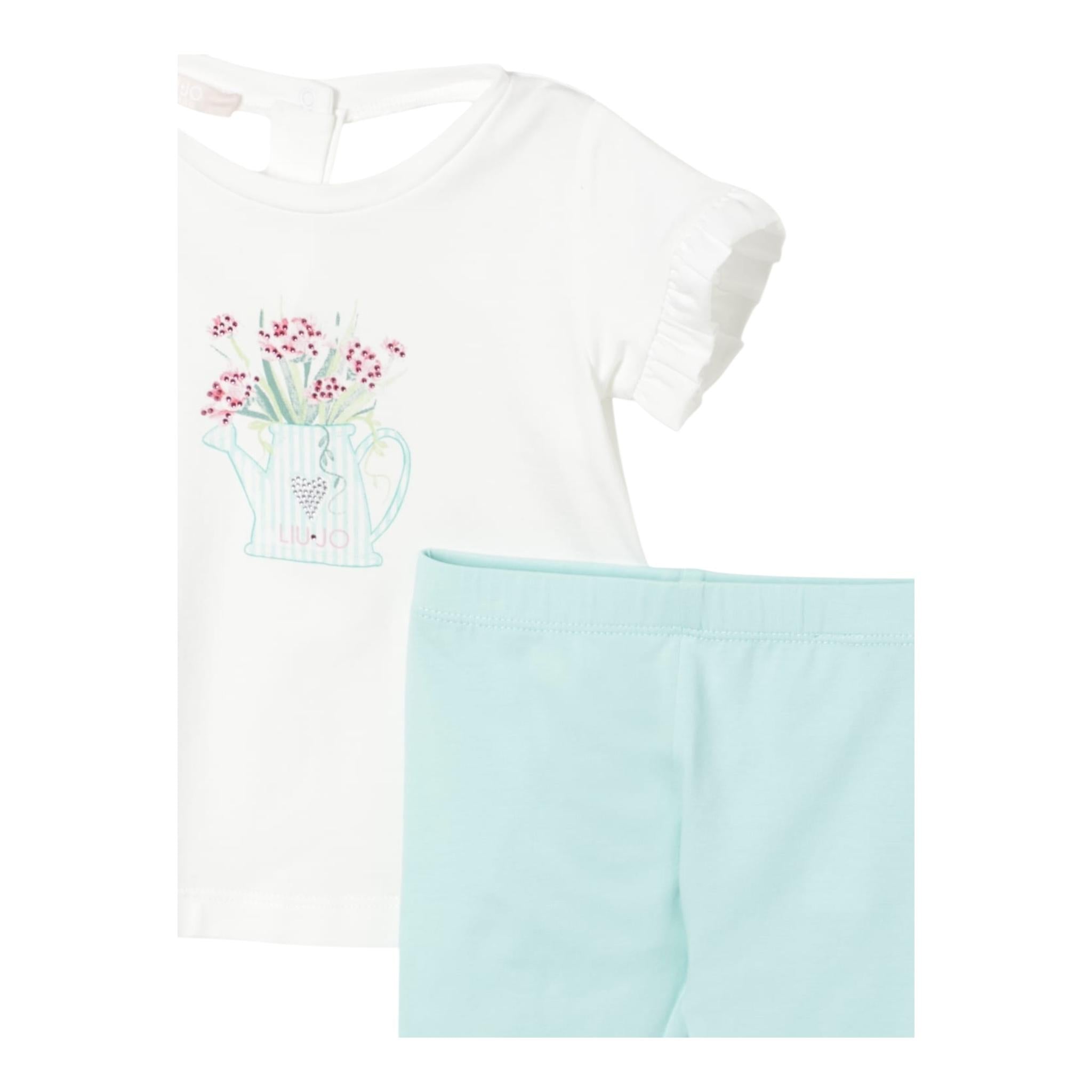 Liu Jo Completo 2 Pezzi T-Shirt-Leggins per Neonata HA5061 BIANCO/VERDE ACQUA LIU JO 