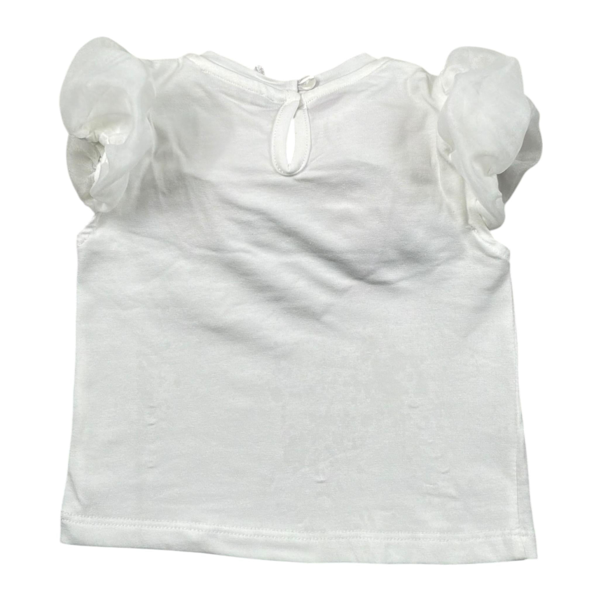 Miss Grant T-Shirt Girocollo Tinta Unita con Applicazioni per Neonata MG1332XX BIANCO MISS GRANT 