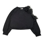 Please Felpa Tinta Unita con Tulle per Bambina LB03172G73 NERO PLEASE 