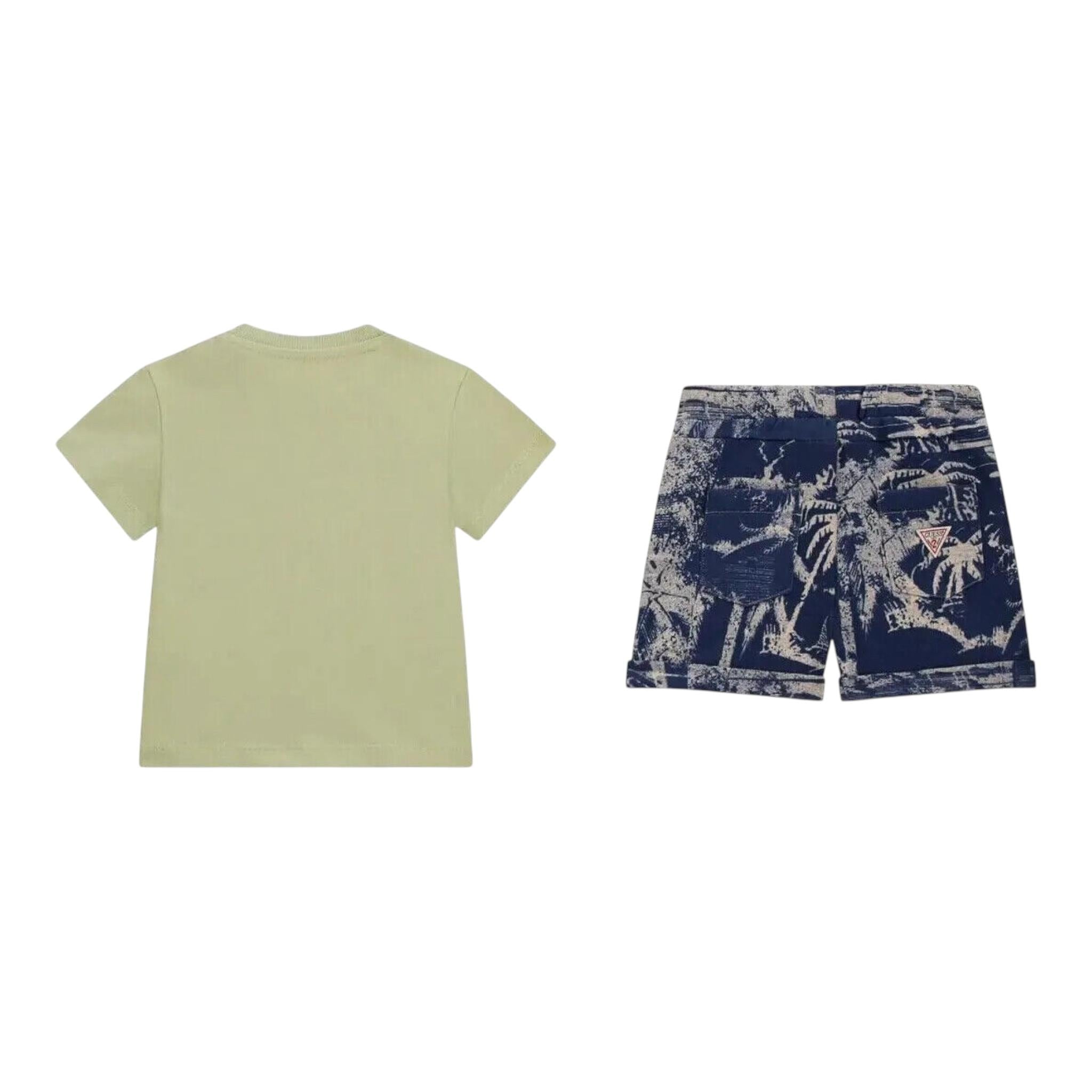 Guess Completo Tinta Unita 2 Pezzi T-Shirts-Bermuda per Neonato I4GG07K8HM3 VERDE GUESS 
