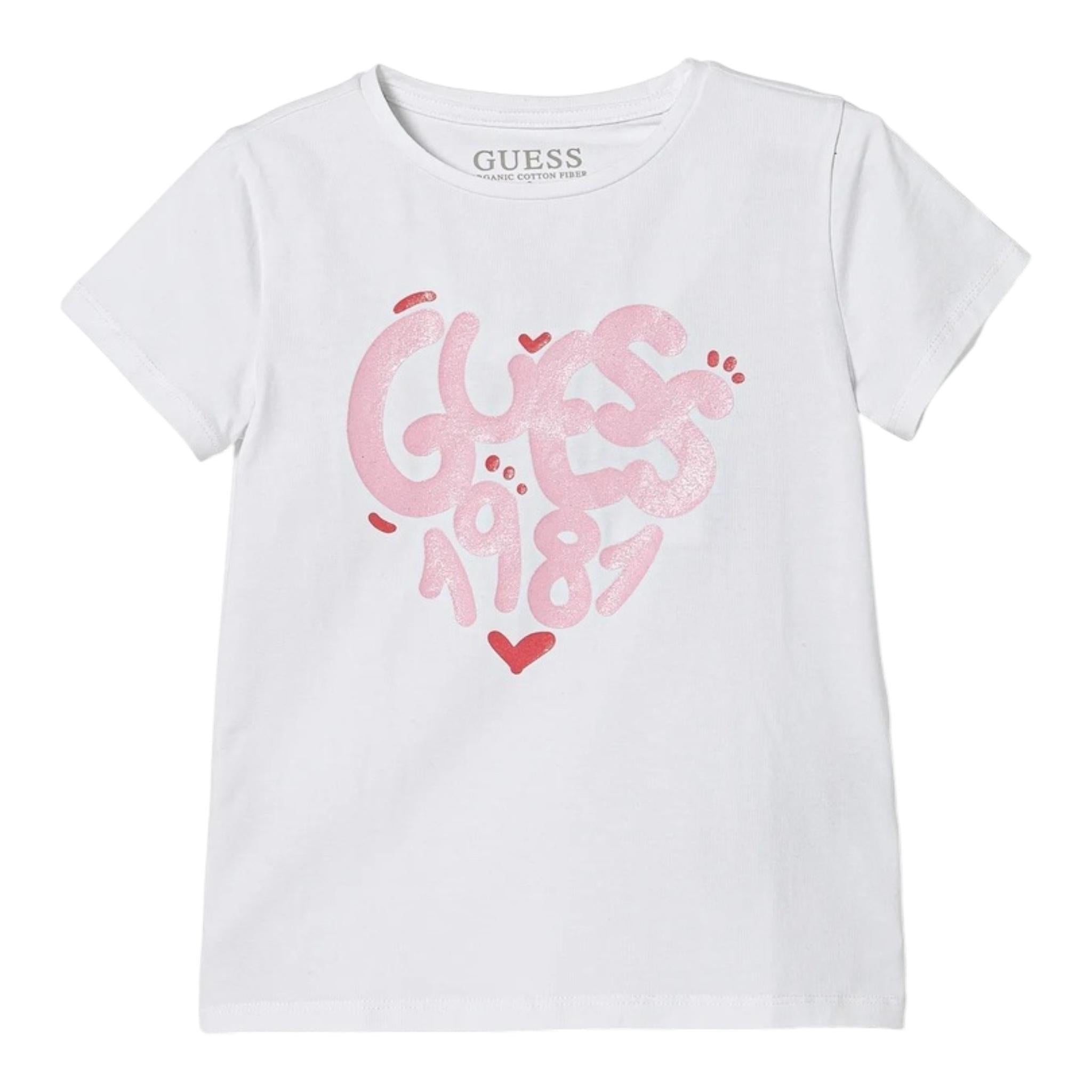 Guess T-Shirt Tinta Unita con Stampa per Neonata A5RI00K6YW4 BIANCO GUESS 