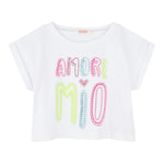 Billieblush T-Shirt Tinta Unita con Brillantini per Bambina U20941 BIANCO BillIEBLUSH 