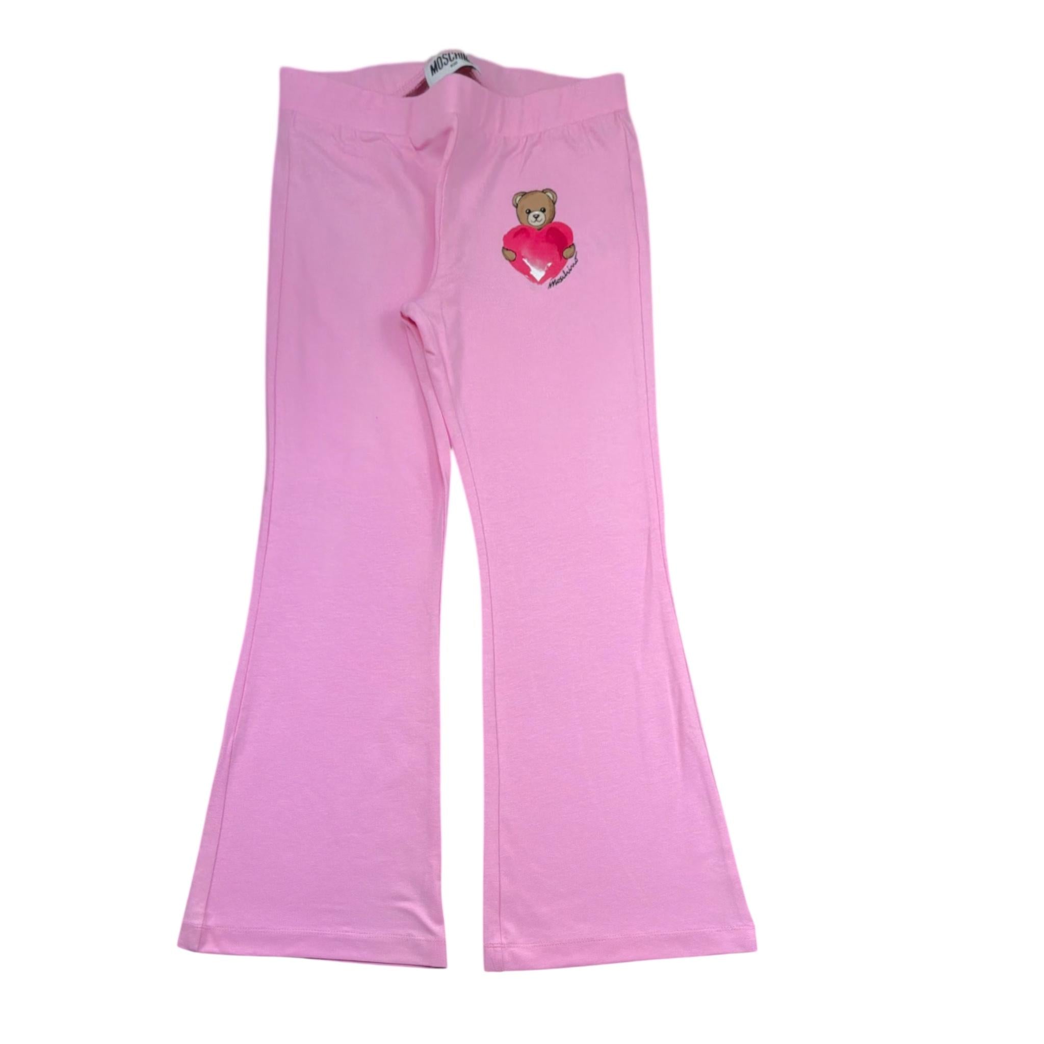 Moschino Completo 2 Pezzi Leggins-T-Shirt Tinta Unita con Stampa per Bambina HDG01P BIANCO MOSCHINO 