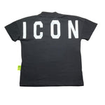 Icon T-Shirt Tinta Unita Mezzo Collo con Stampa per Bambino IBKS058402 NERO ICON 