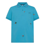 Sun68 Polo Mezza Manica Tinta Unita con Stampa per Bambino A35328X AZZURRO SUN68 