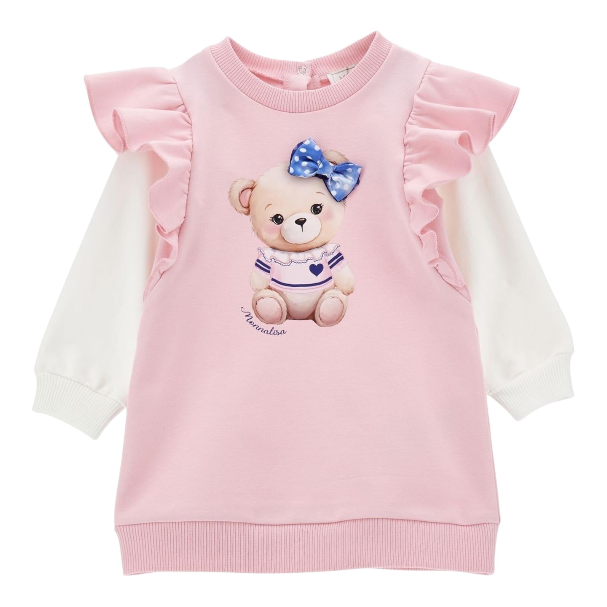 Monnalisa Abito Bicolore con Maniche In Contrasto per Neonata 39D905 ROSA MONNALISA 