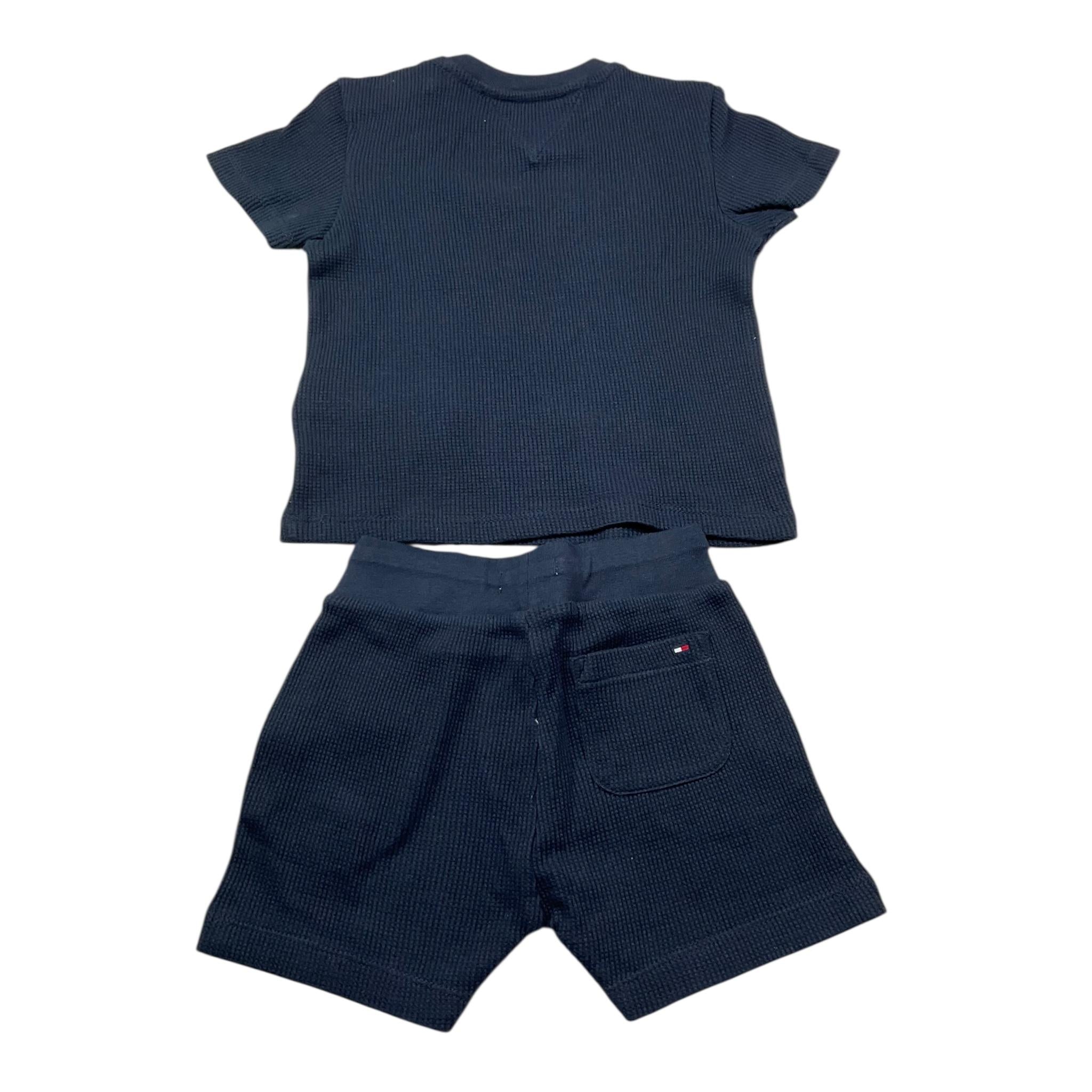 Tommy Hilfiger Complet 2 Pezzi T-Shirt-Bermuda Tinta Unita per Neonato KN0KN01597 BLU TOMMY HILFIGER 