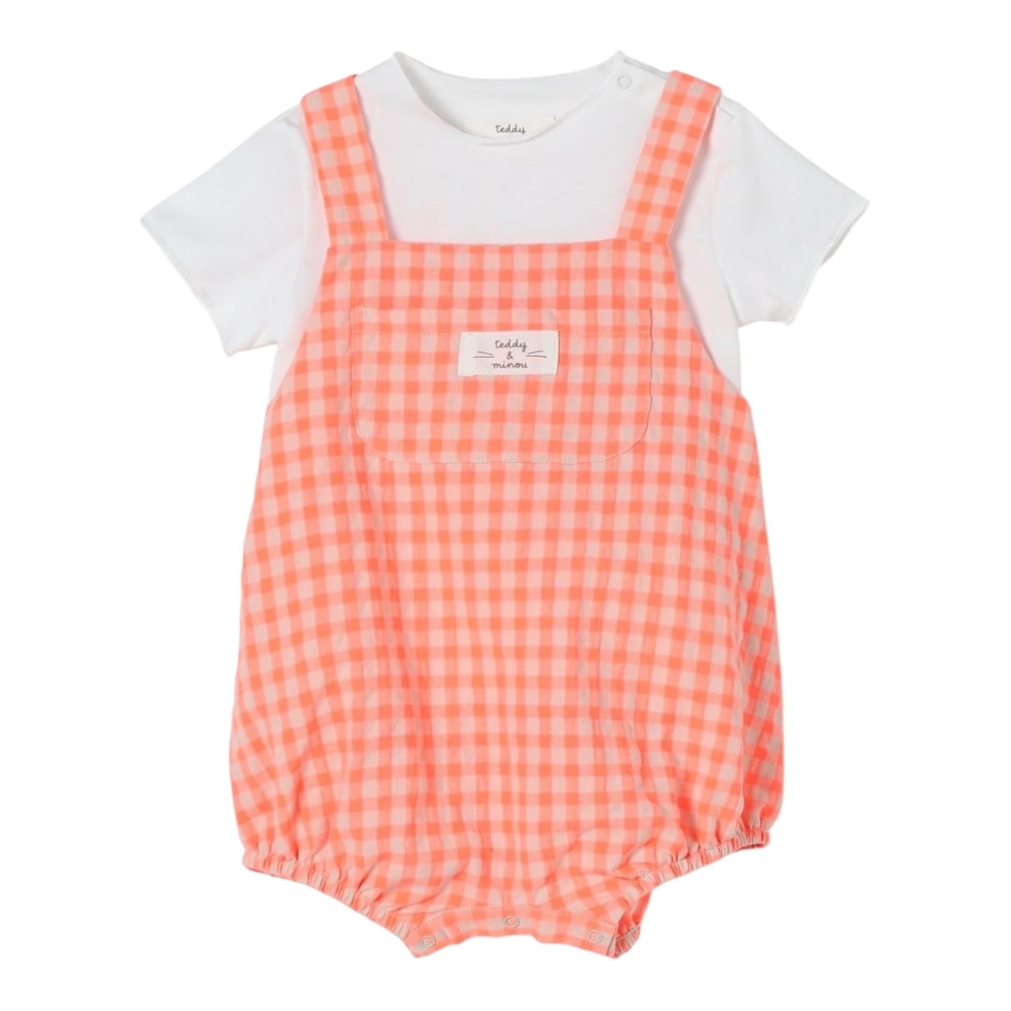 Teddy E Minou Completo 2 Pezzi T-Shirt-Pagliaccetto per Neonato E25CP063C3159X ARANCIONE FLUO TEDDY E MINOU 