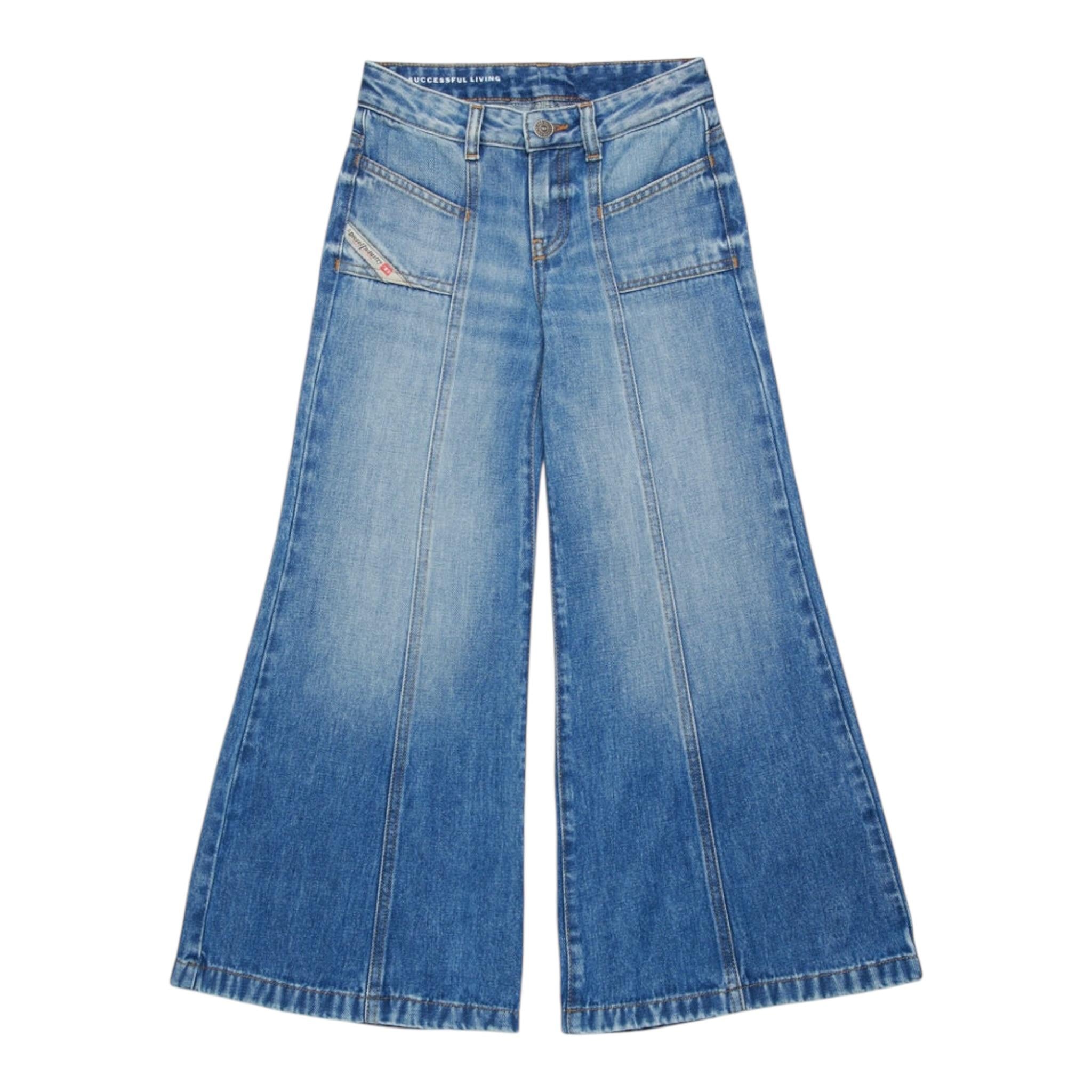 Diesel Jeans Tinta Unita Modello Palazzo per Bambina J01919 BLU DIESEL 