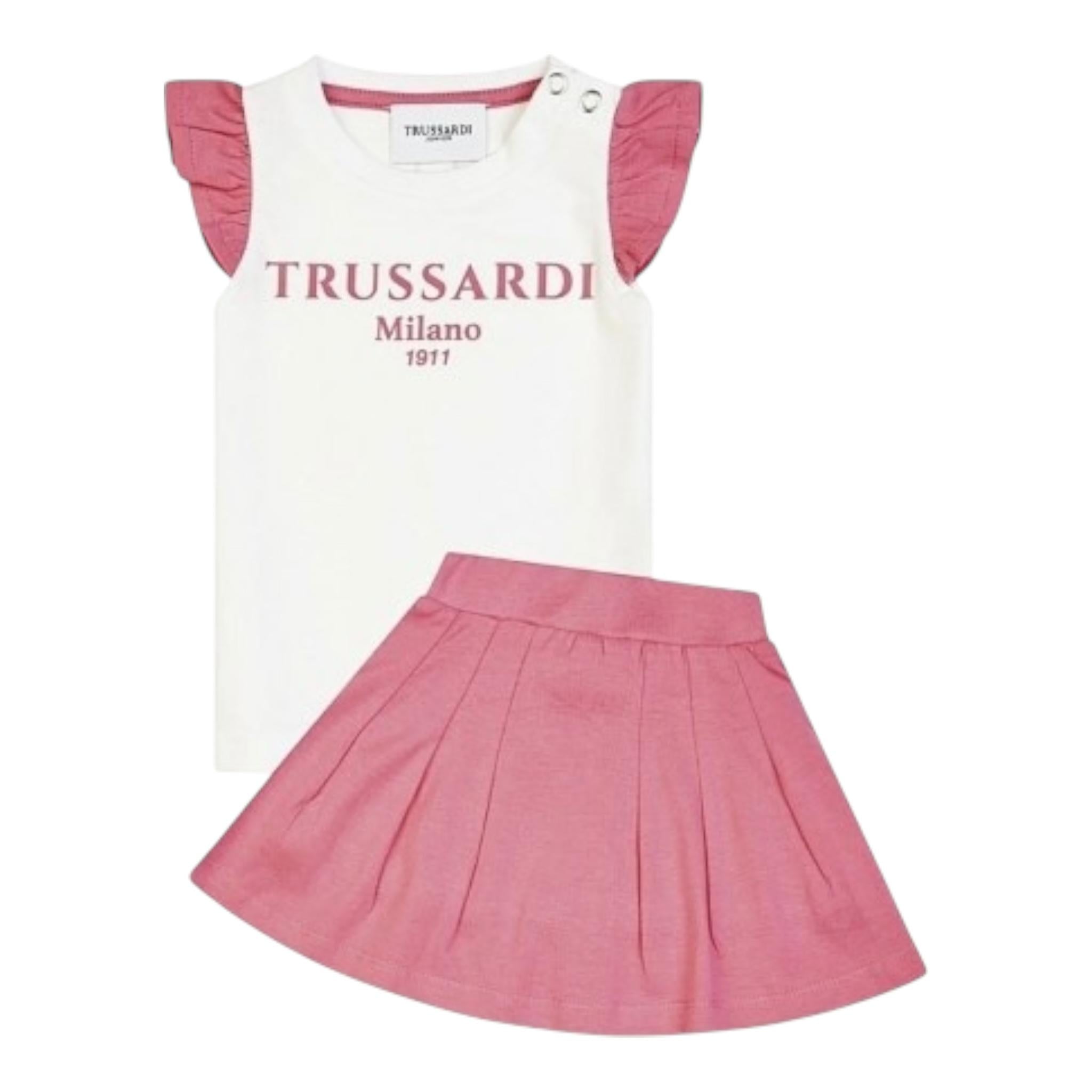 Trussardi Completo 2 Pezzi T-Shirt-Gonna Bicolore per Neonata TIP25006CJ BIANCO/ROSA TRUSSARDI 