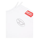 Diesel Canotta Bretelline Tinta Unita con Stampa Brillantinata per Bambina J02201 BIANCO DIESEL 