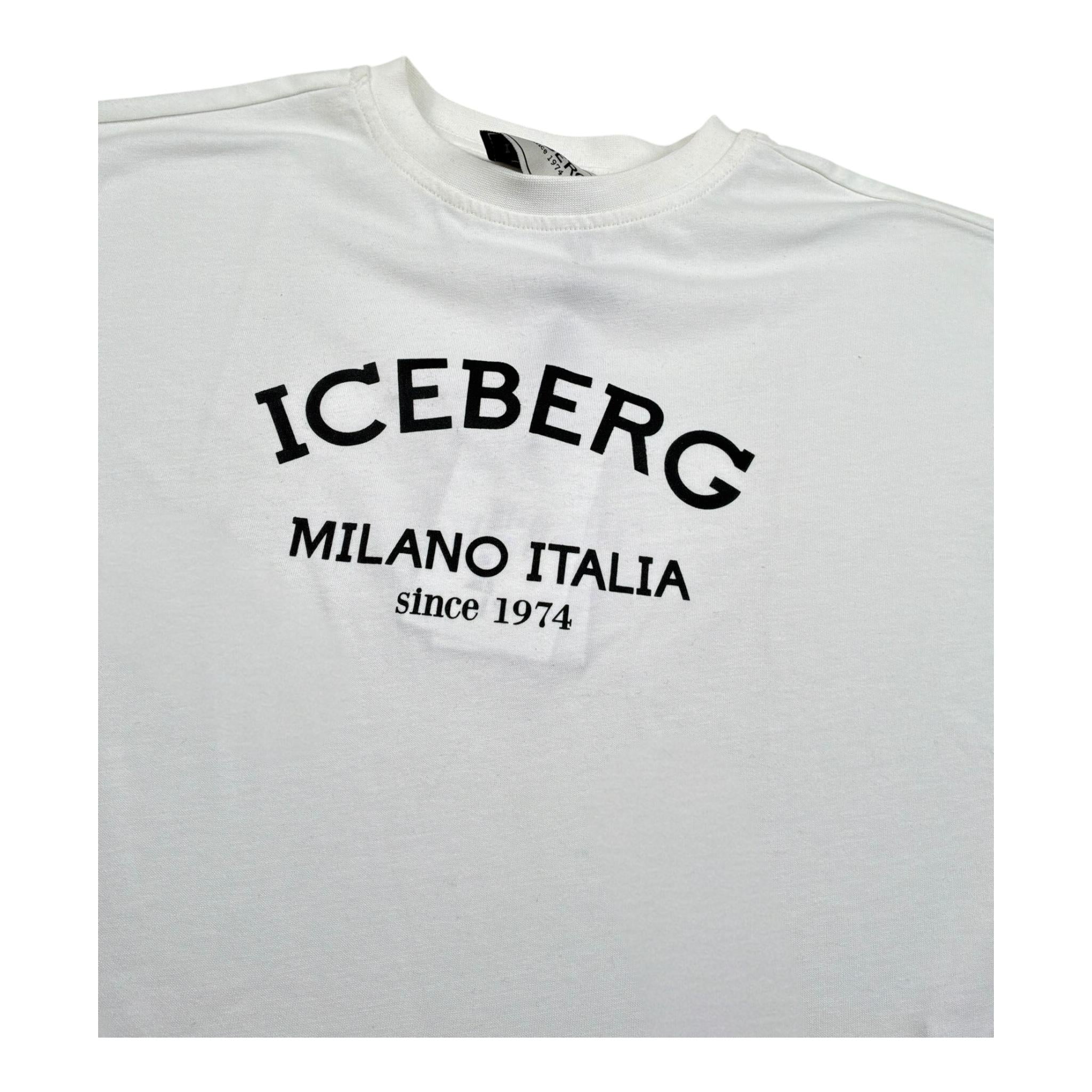 Iceberg T-Shirt Girocollo Tinta Unita con Stampa per Bambina TSICE5150JX BIANCO ICEBERG 