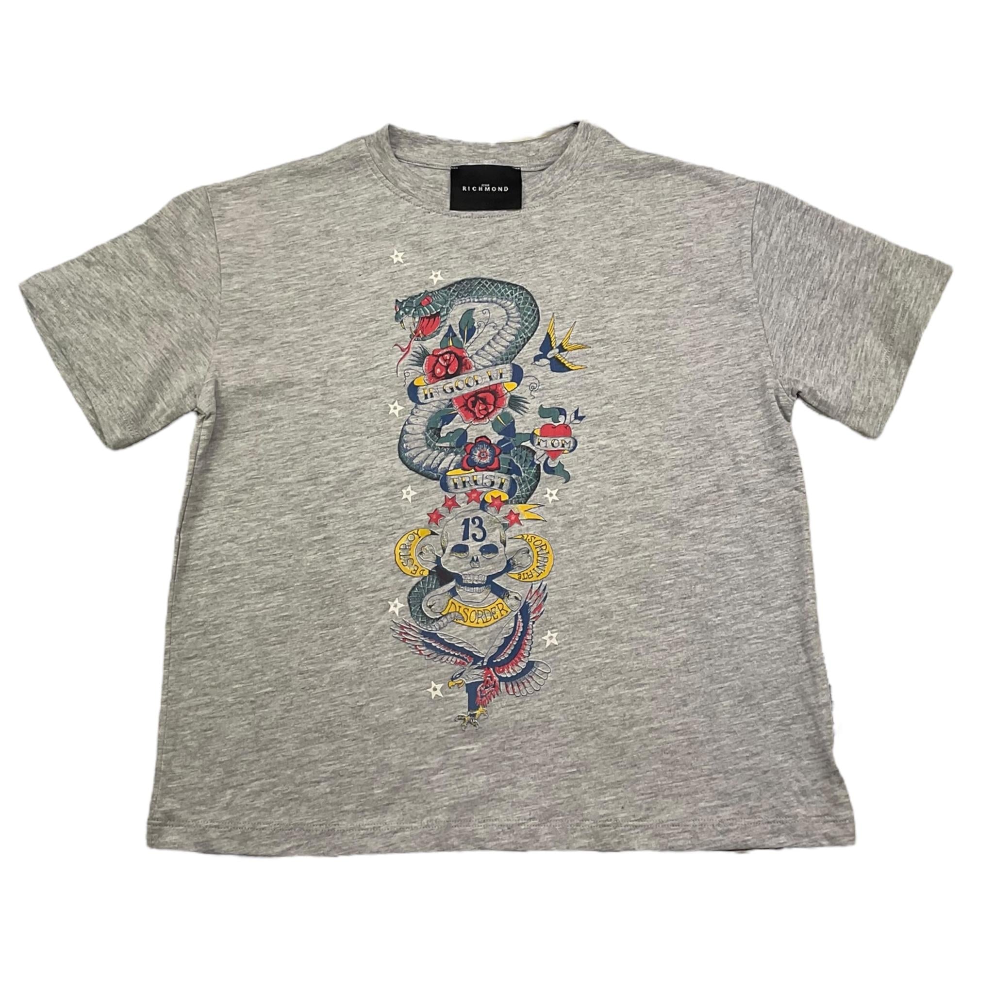 JOHN RICHMOND t-shirt girocollo tinta unita con stampa in contrasto Grigio per Bambino RBA25174TS GRIGIO JOHN RICHMOND 