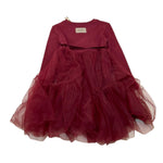@MADILLY abito tinta unita manica lunga con tulle Bordeaux per Bambina 01908 BORDEAUX @MADILLY 