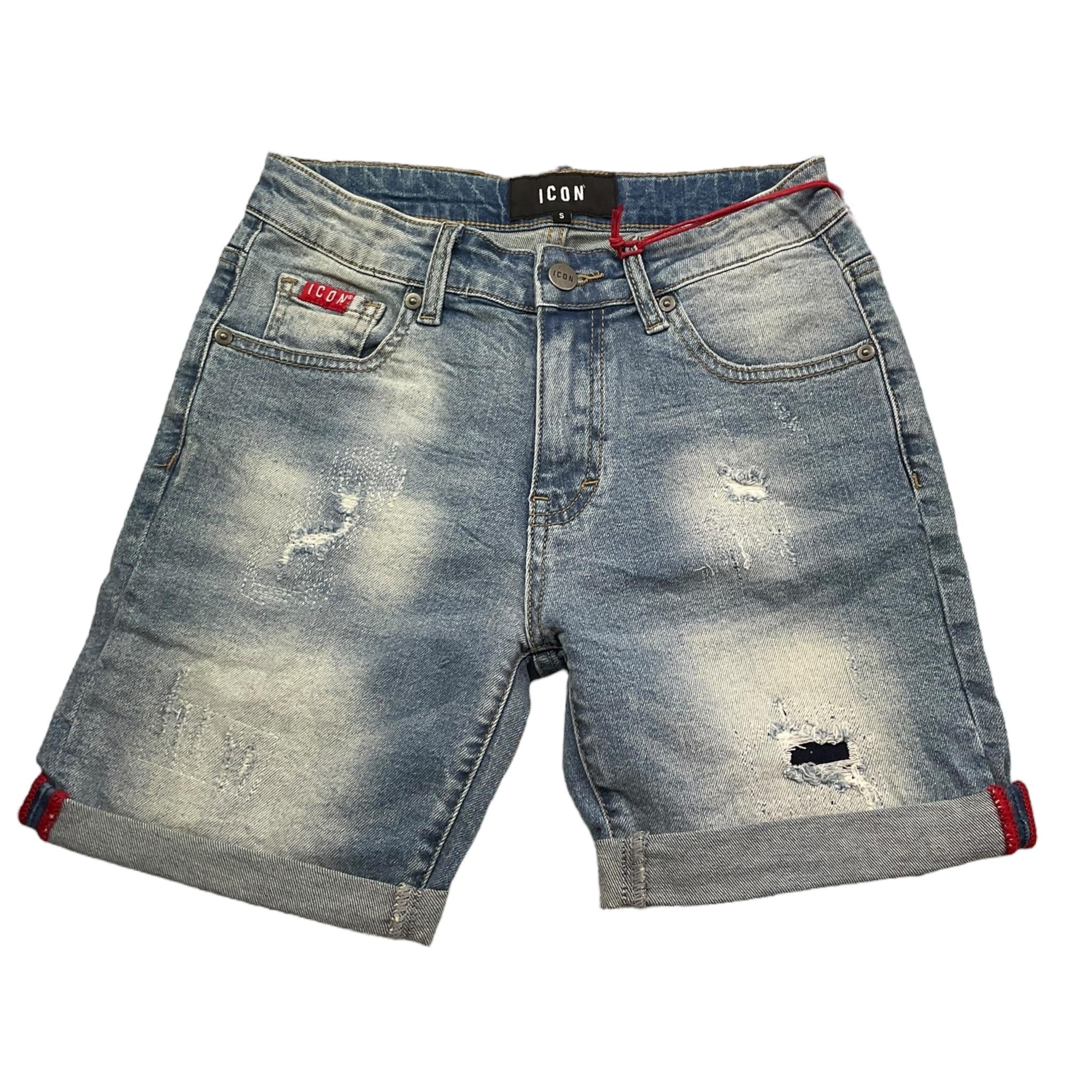 Icon Bermuda In Denim Tinta Unita con Girovita Regolabile per Bambino IBDS00452 AZZURRO ICON 