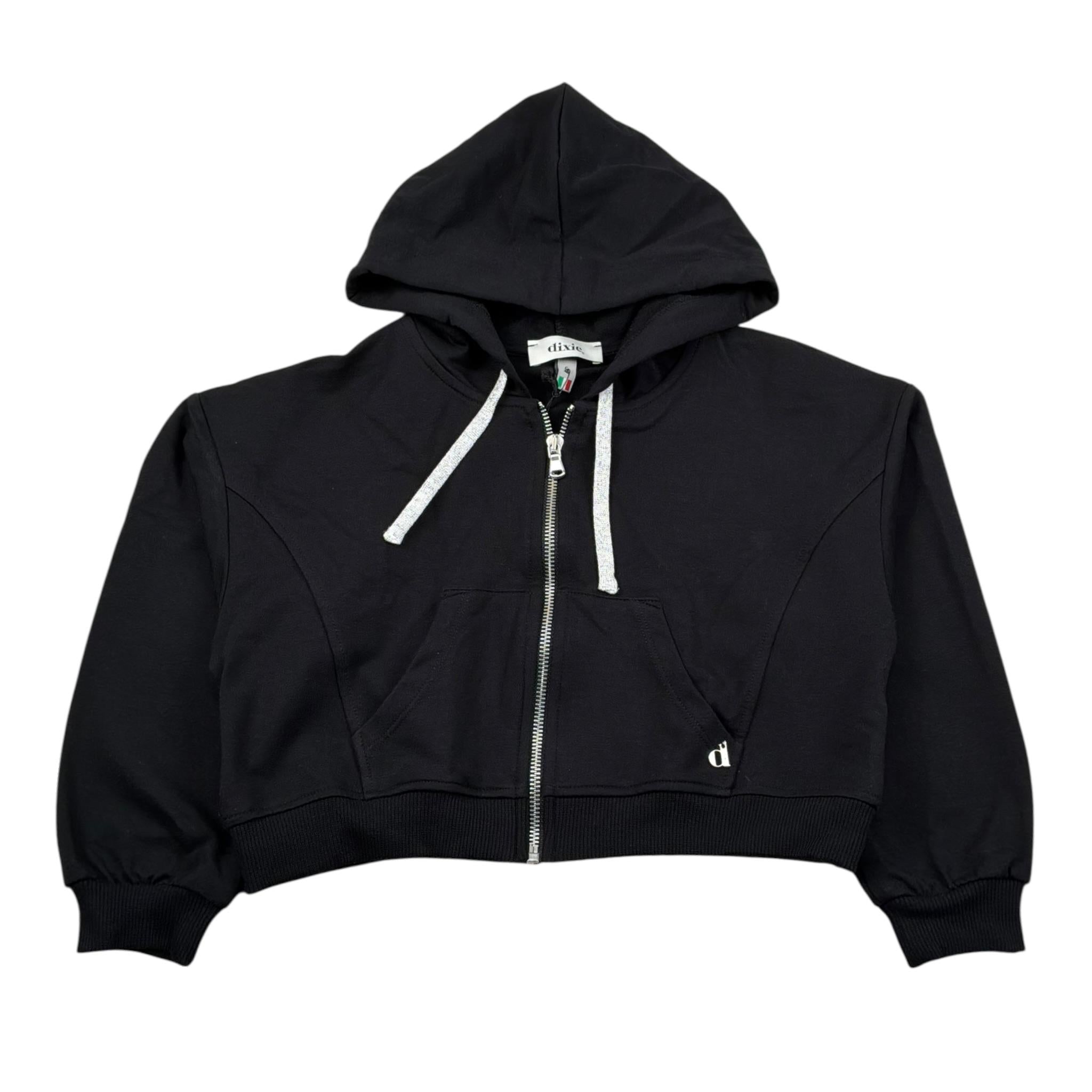 Dixie Felpa con Zip E Cappuccio Tinta Unita per Bambina LK04042G74 NERO DIXIE 