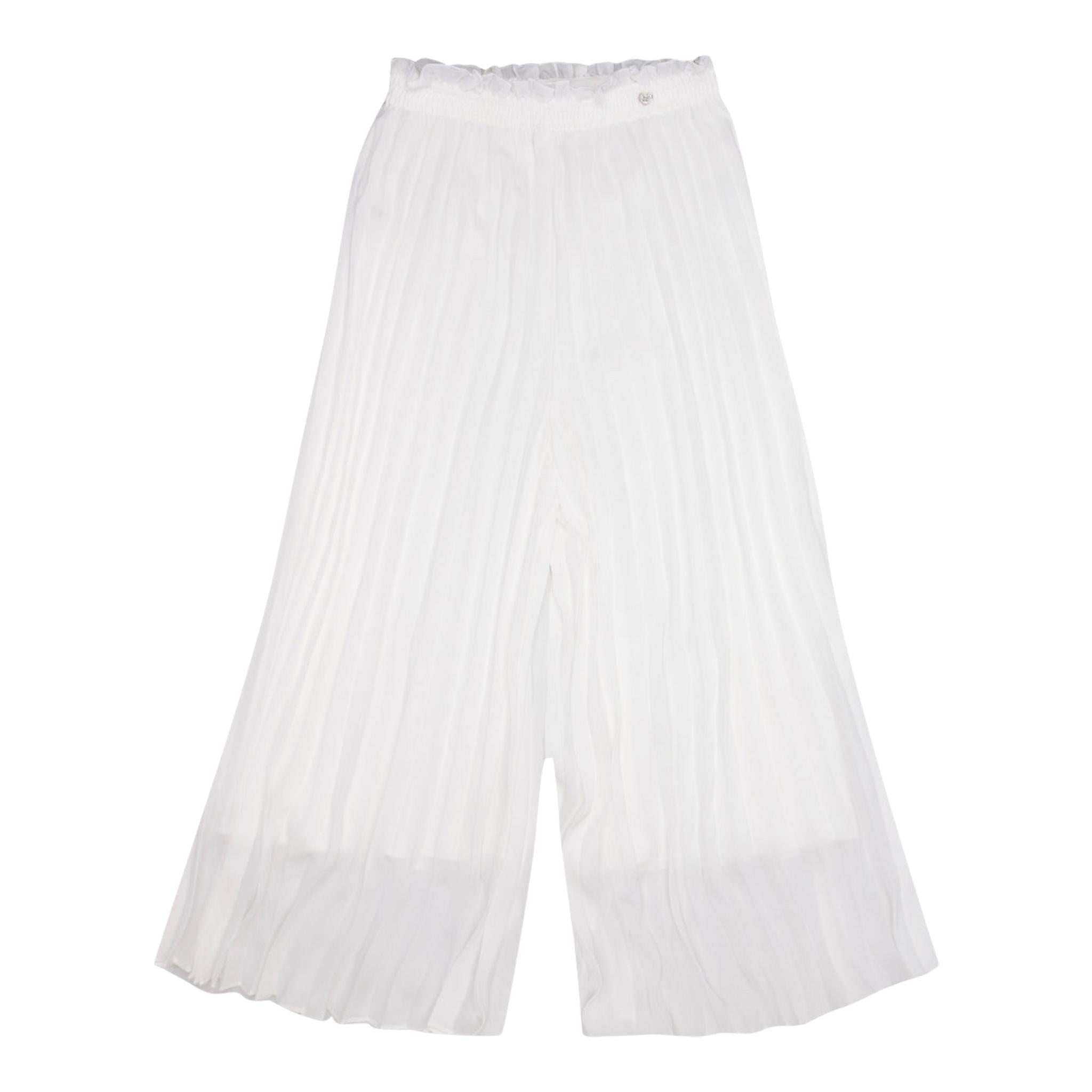 Monnalisa Pantalone Tinta Unita con Elastico In Vita per Bambina 79E400 BIANCO MONNALISA 