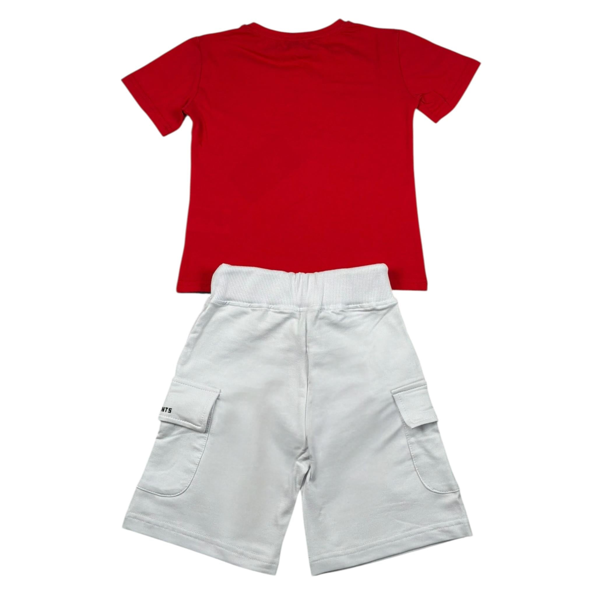 Dropseason2 Completo 2 Pezzi T-Shirt-Bermuda Bicolore per Bambino ZU16088 BIANCO/ROSSO DROPSEASON2 