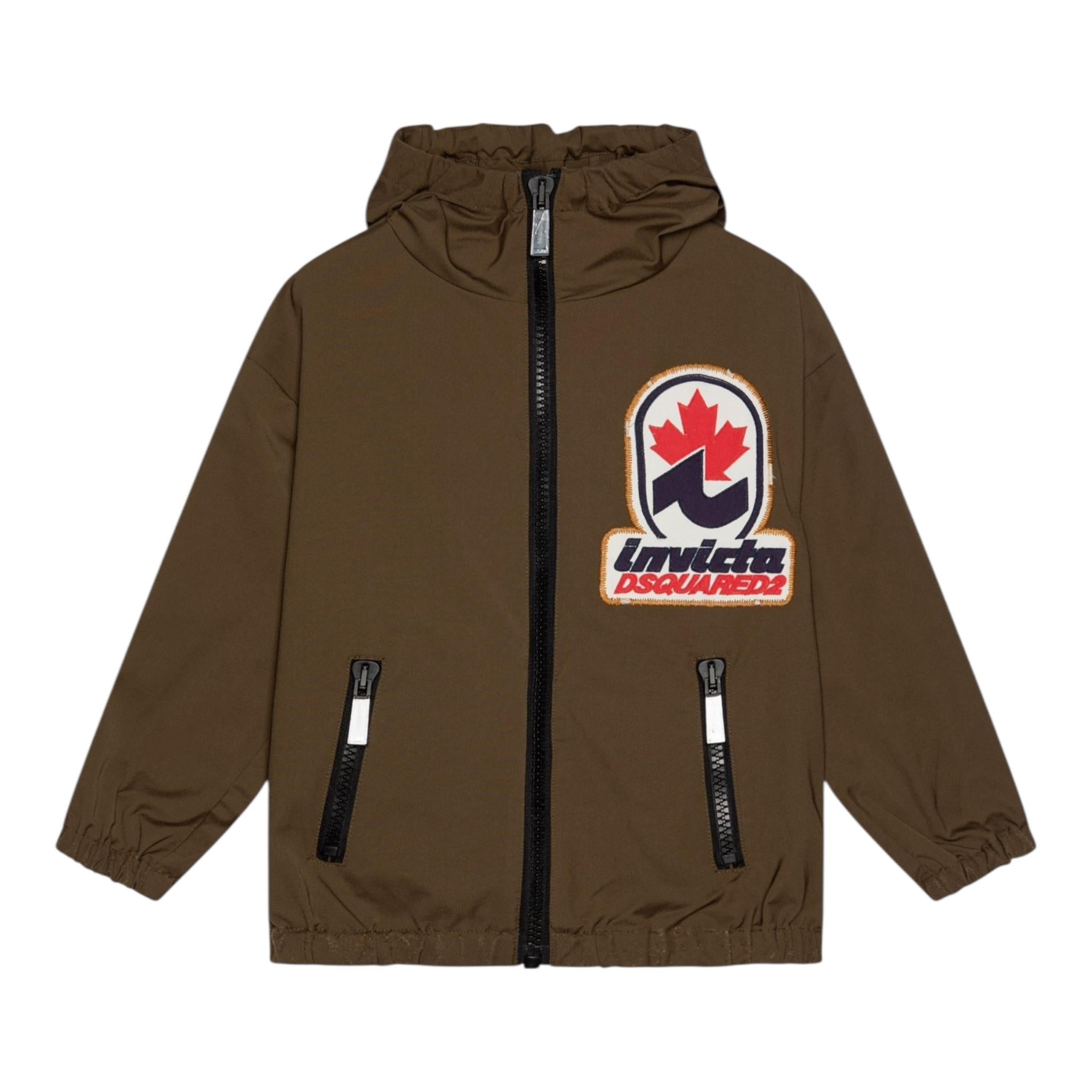 Dsquared2 Giubbino Tinta Unita con Zip E Cappuccio per Bambino DQ2927 VERDE DSQUARED2 